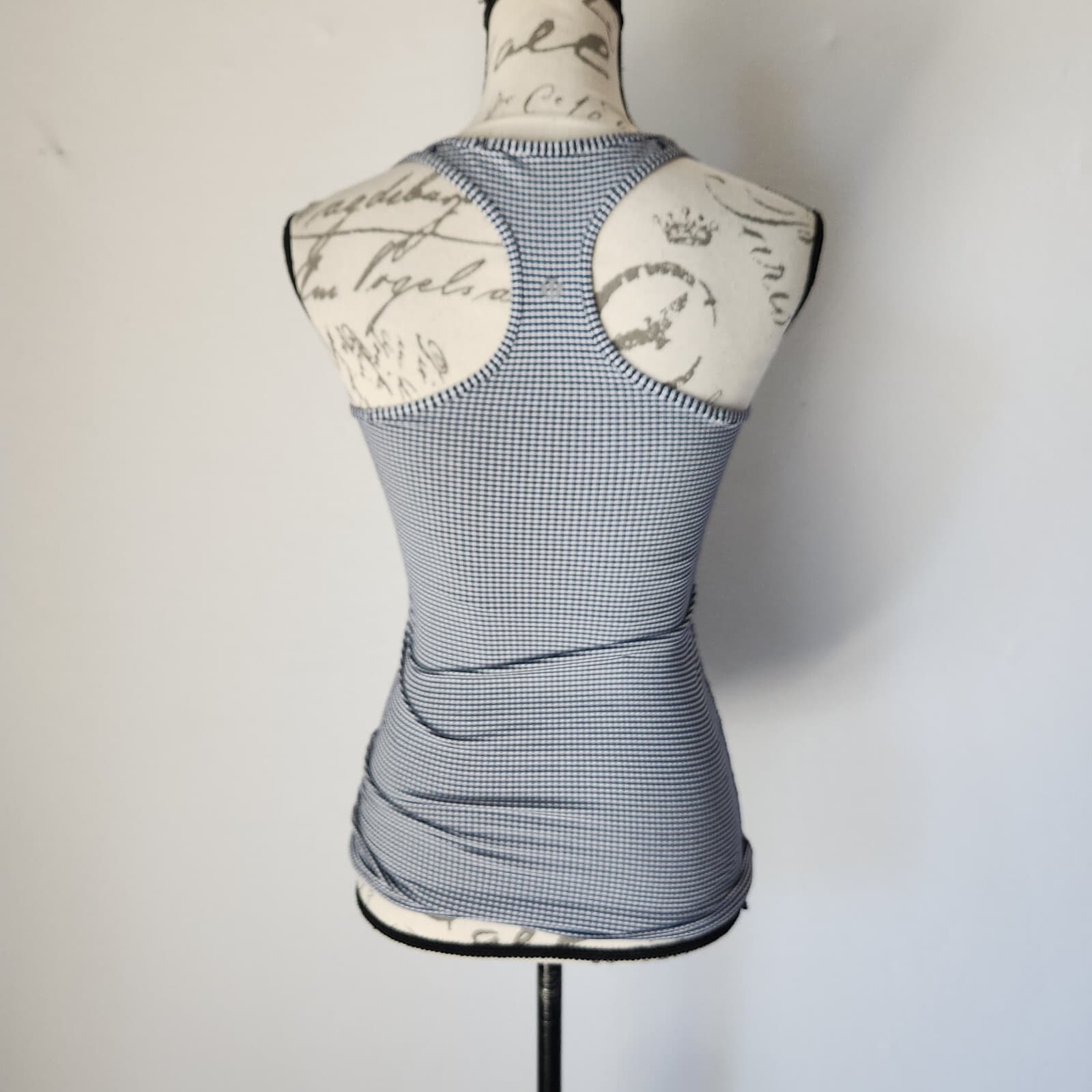 Lululemon Cool Racerback Tank Sweat-Wicking Gingham Luon White Black Sz.2 (24") - Thumbnail 6