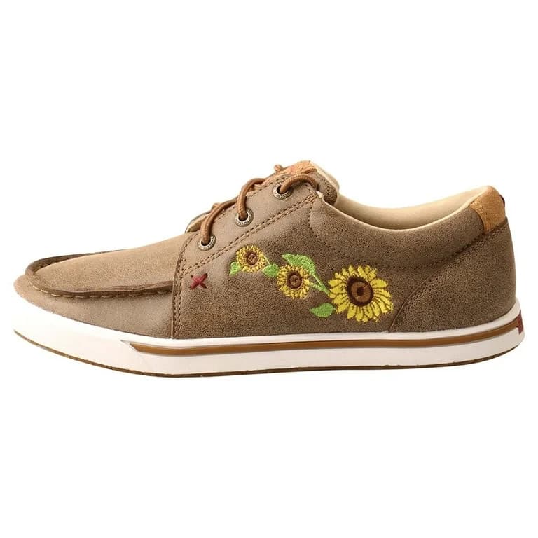 NWoB Twisted X Bomber Sunflower Embroidered Brown Leather Shoe Moccsin Womens 8M - Thumbnail 3