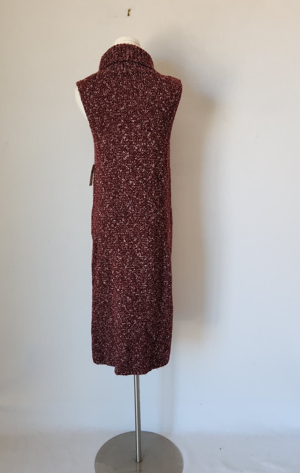 NWT Anthropologie Flowy Midi Sweater Dress Sleeveless Turtle Neck Red Wine Sz.M - Thumbnail 7