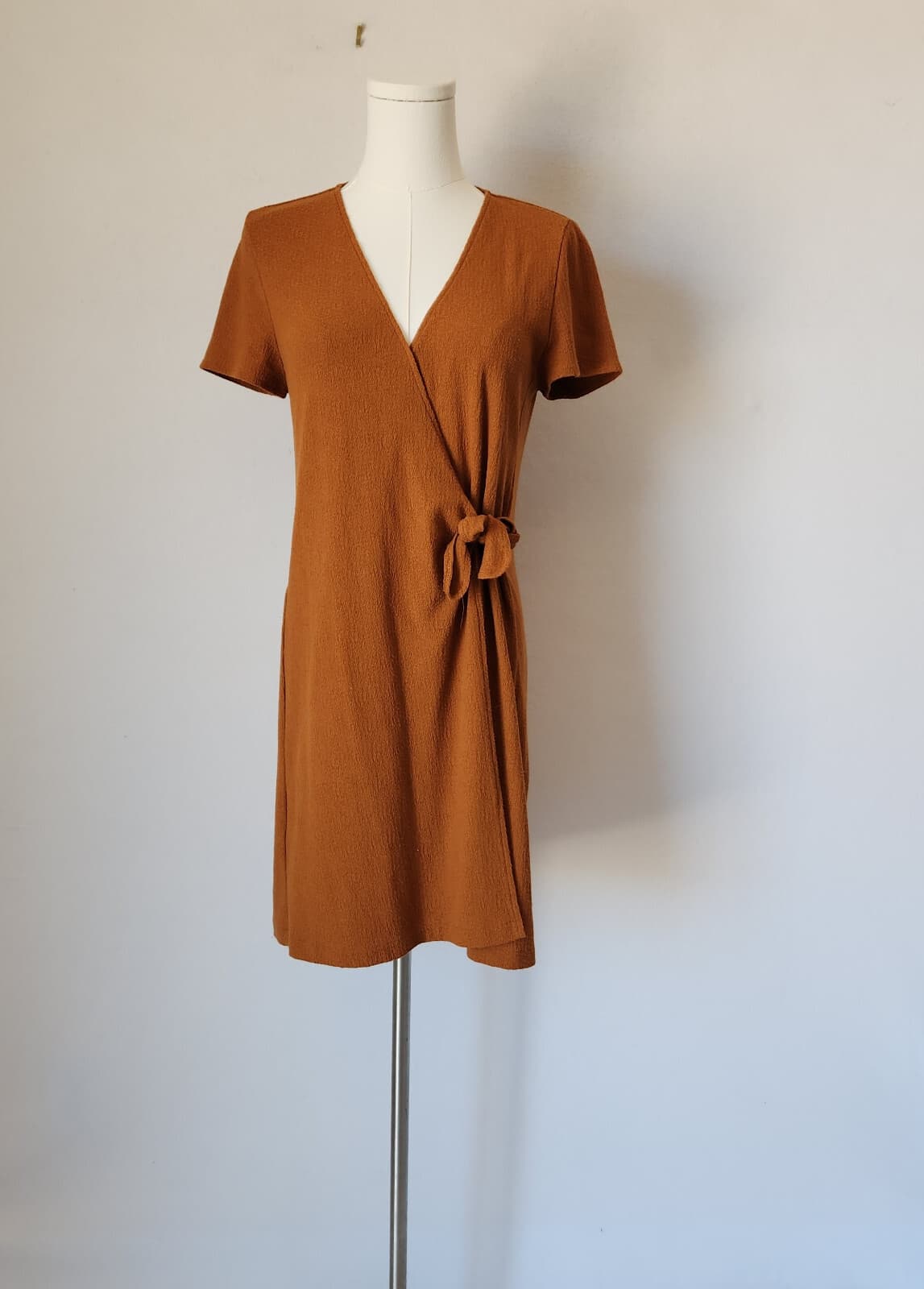 Texture & Thread x Madewell Side-Tie Wrap Dress Short Sleeve Golden Pecan Sz.S - Thumbnail 3