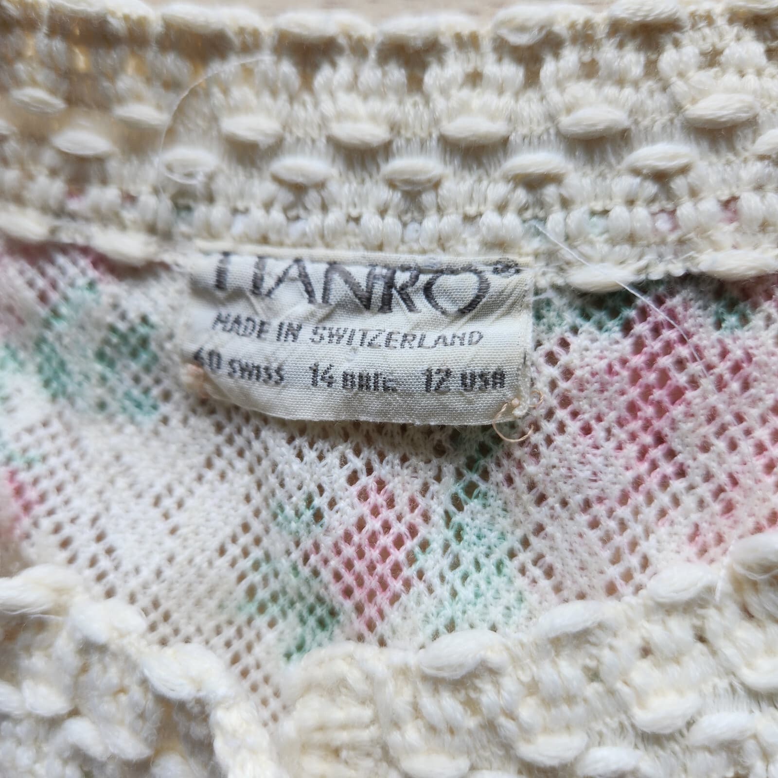 Vintage Hanro Switzerland Floral Lace Mesh Nightgown Lounge Wool Blend White 12 - Thumbnail 8
