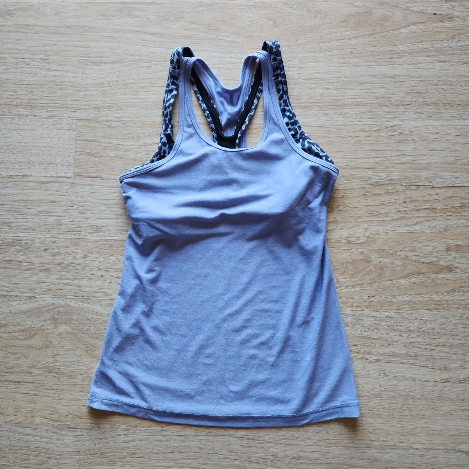 Lululemon Inspiration Sports Tank Top Built In Bra Purple Leopard Spotted Sz.6 - Thumbnail 10
