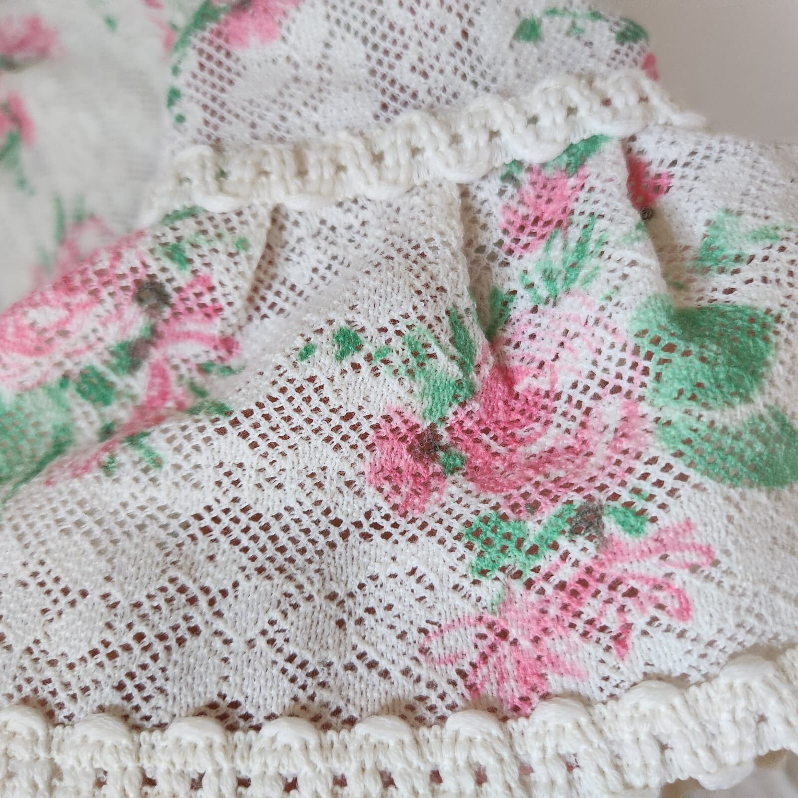Vintage Hanro Switzerland Floral Lace Mesh Nightgown Lounge Wool Blend White 12 - Thumbnail 3