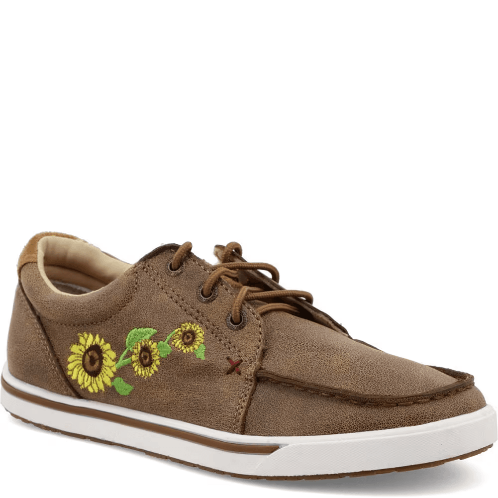 NWoB Twisted X Bomber Sunflower Embroidered Brown Leather Shoe Moccsin Womens 8M - Thumbnail 5