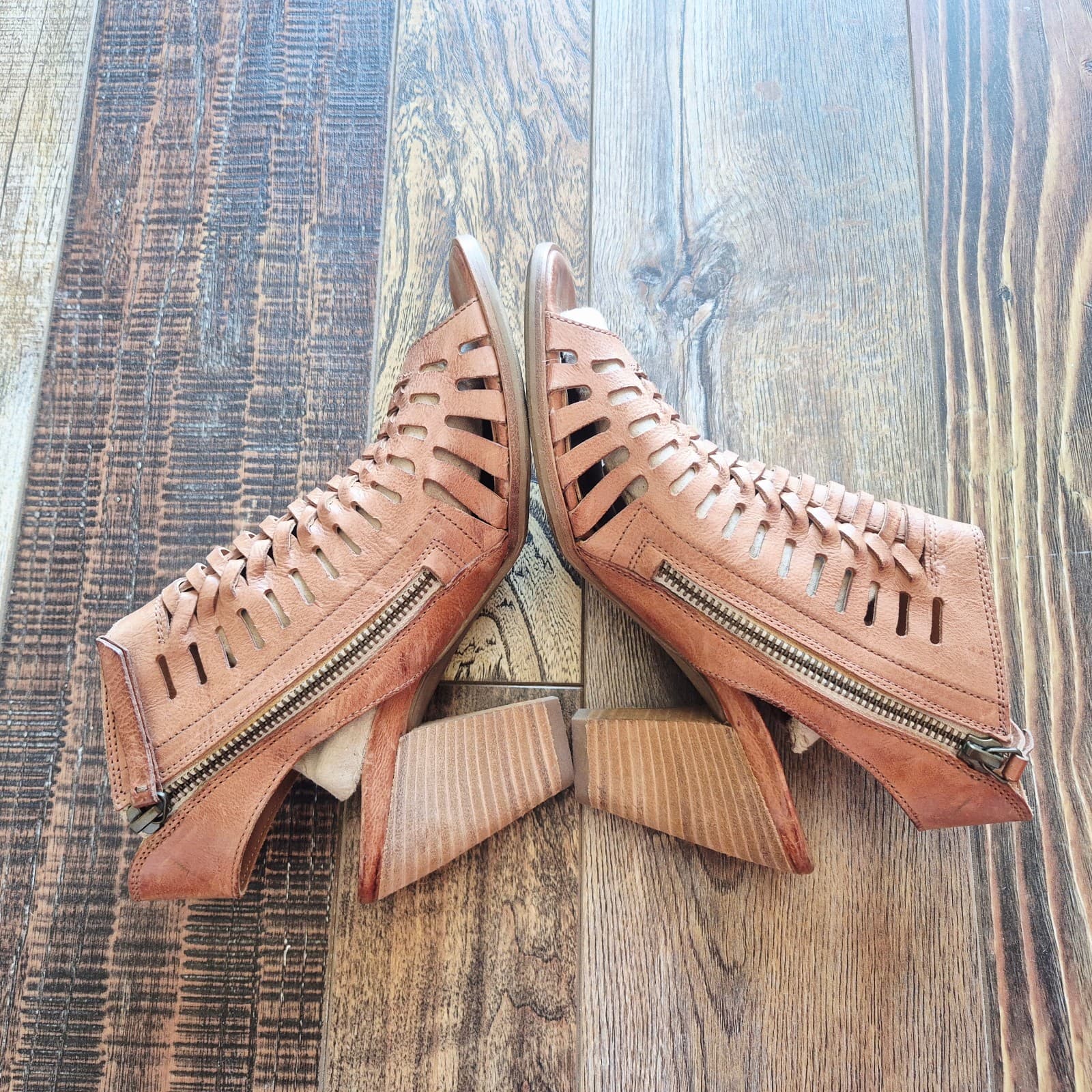 Paul Green Rosa Brown Woven Cayanne Cuoio Leather Peep Toe Heel Sandal UK3.5 US6 - Thumbnail 10