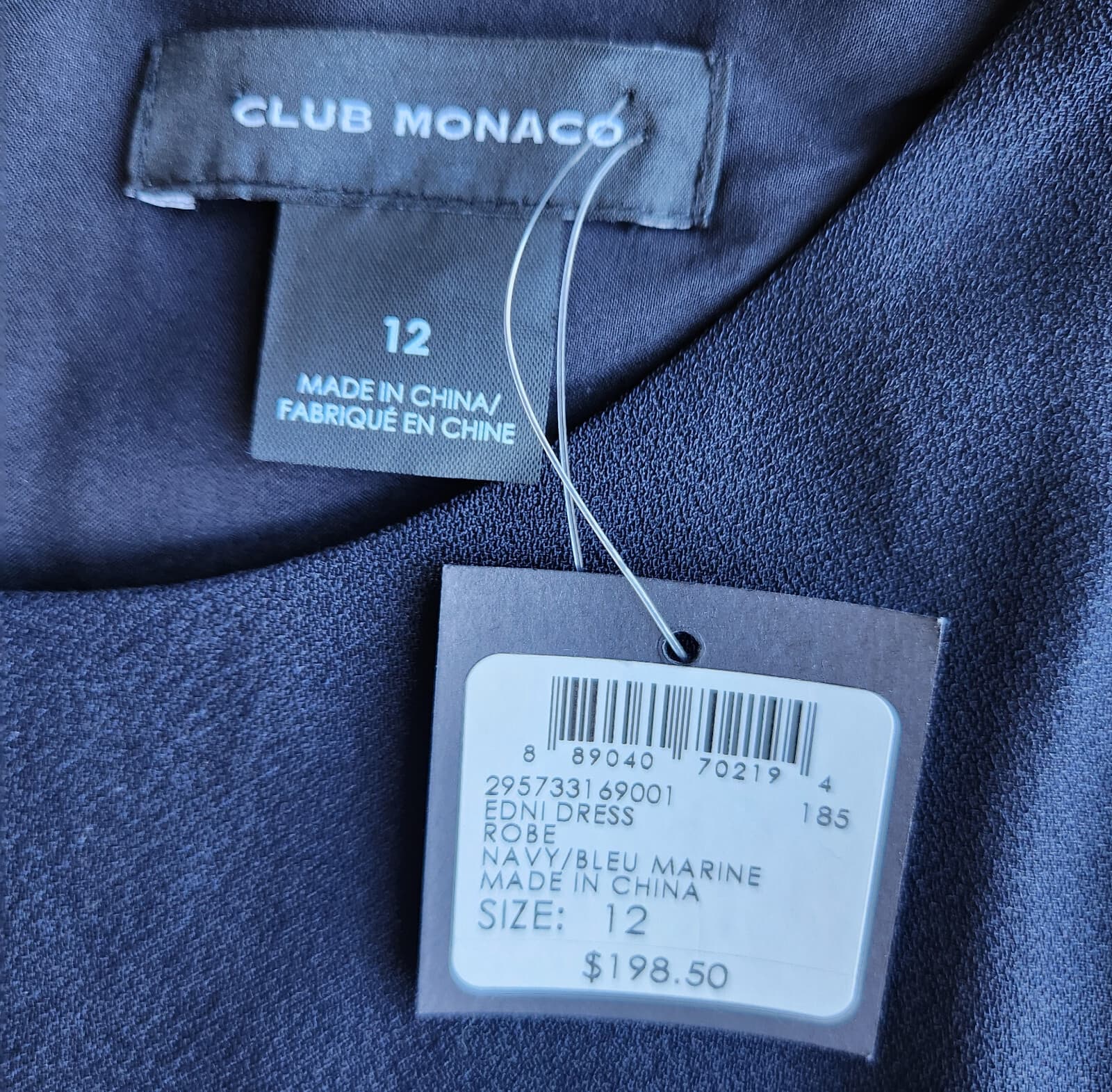 NWT Club Monaco $199 Endi Scalloped Sheath Dress Long Sleeve Navy Blue Sz.12 - Thumbnail 13
