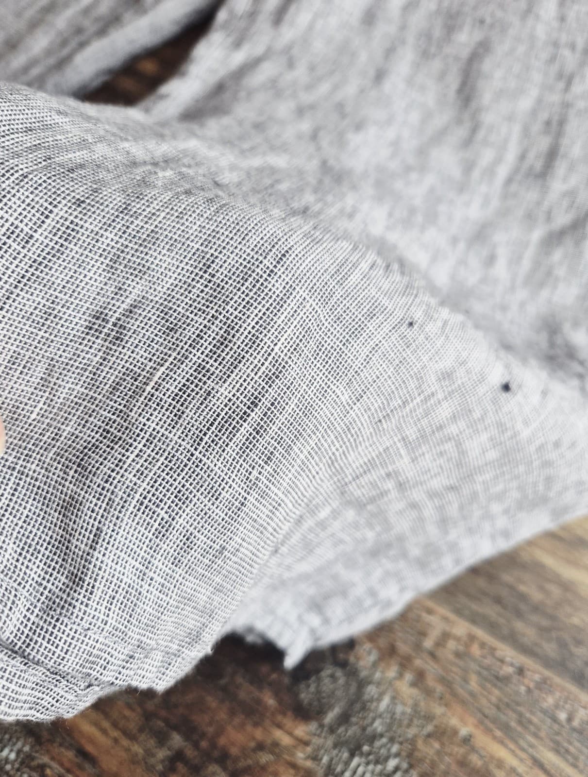 FLAX Linen Lagenlook Wide Leg Cropped Pants Elastic Waist Pocket Grey Women's M - Thumbnail 5