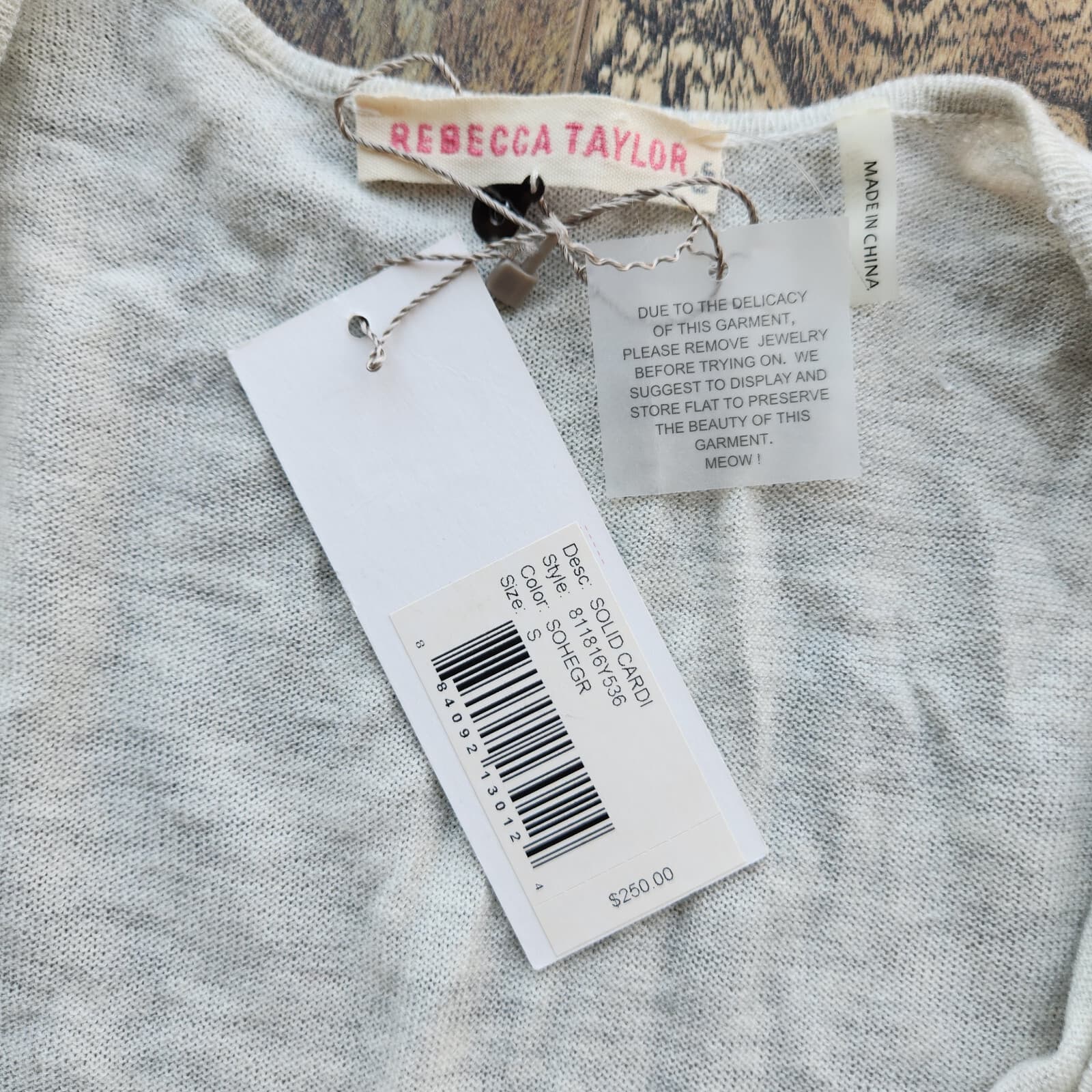 NWT Rebecca Taylor $250 Wool Blend Ruffle V-Neck Cardigan Pocket Grey Women's S - Thumbnail 8