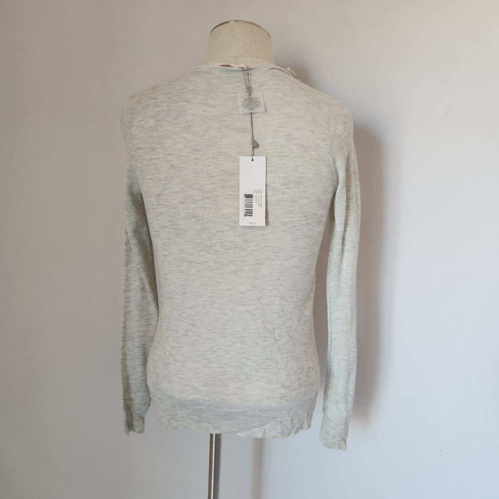 NWT Rebecca Taylor $250 Wool Blend Ruffle V-Neck Cardigan Pocket Grey Women's S - Thumbnail 7