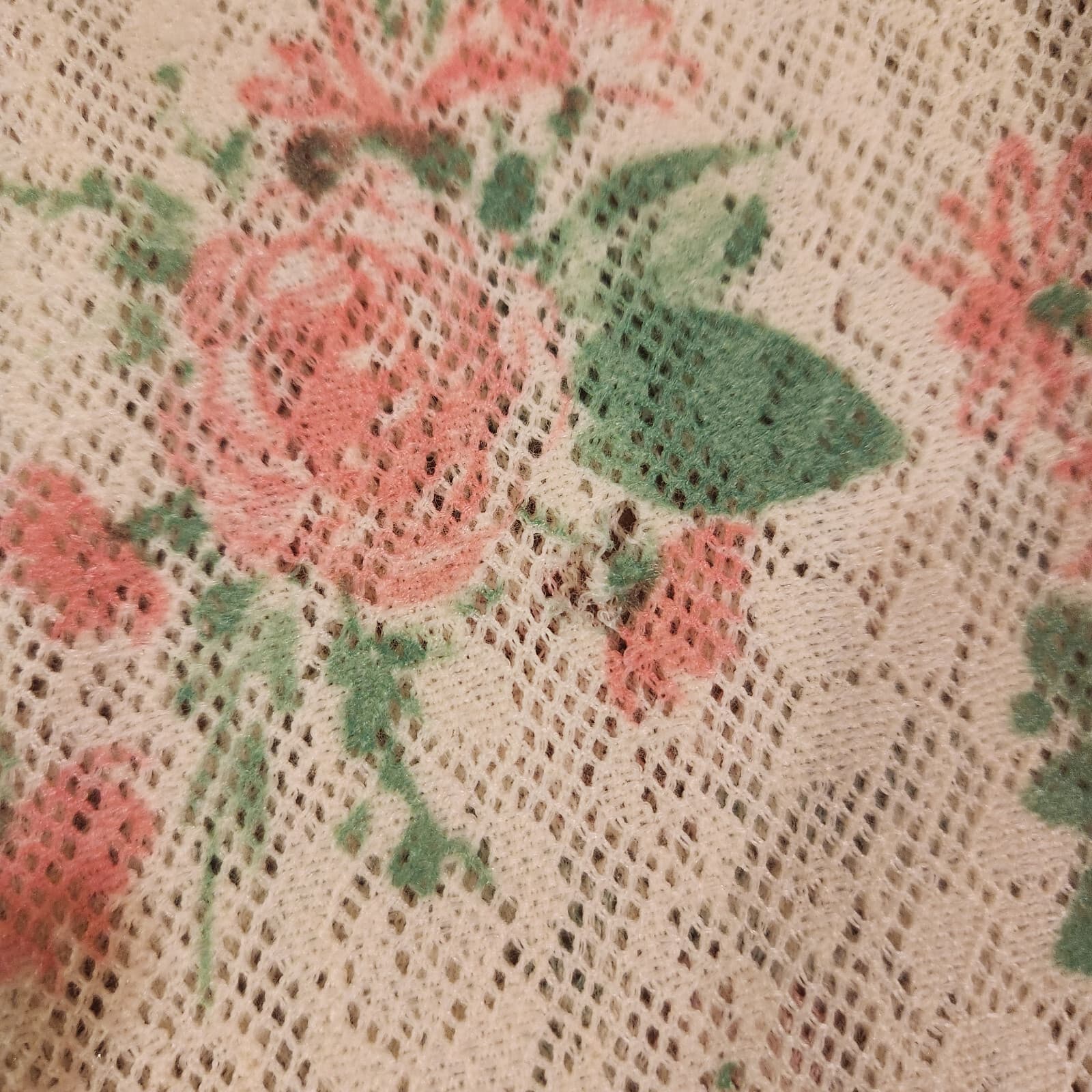 Vintage Hanro Switzerland Floral Lace Mesh Nightgown Lounge Wool Blend White 12 - Thumbnail 11