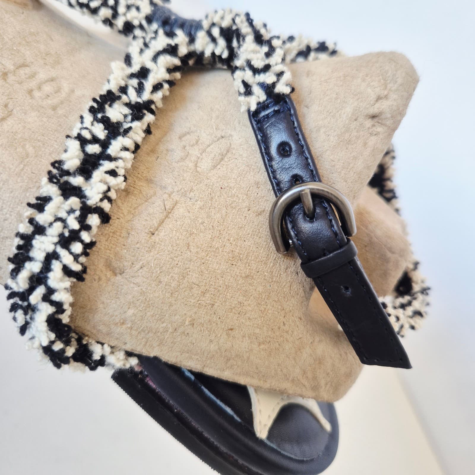 NWoB Leon Max Fringe Tweed T-Strap Gladiator Sandals Buckle Ankle-Strap US5.5M - Thumbnail 9