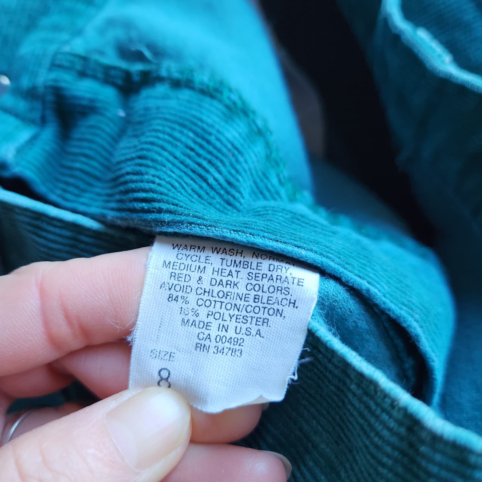 Vintage L.L.Bean Corduroy A-Line Skirt Women Sz.8 Pocket Zip Green Made in USA - Thumbnail 6