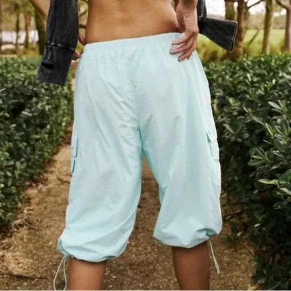 Free People Movement Break It Down Cargo Shorts Elastic Waist Mint Green Women M - Thumbnail 7