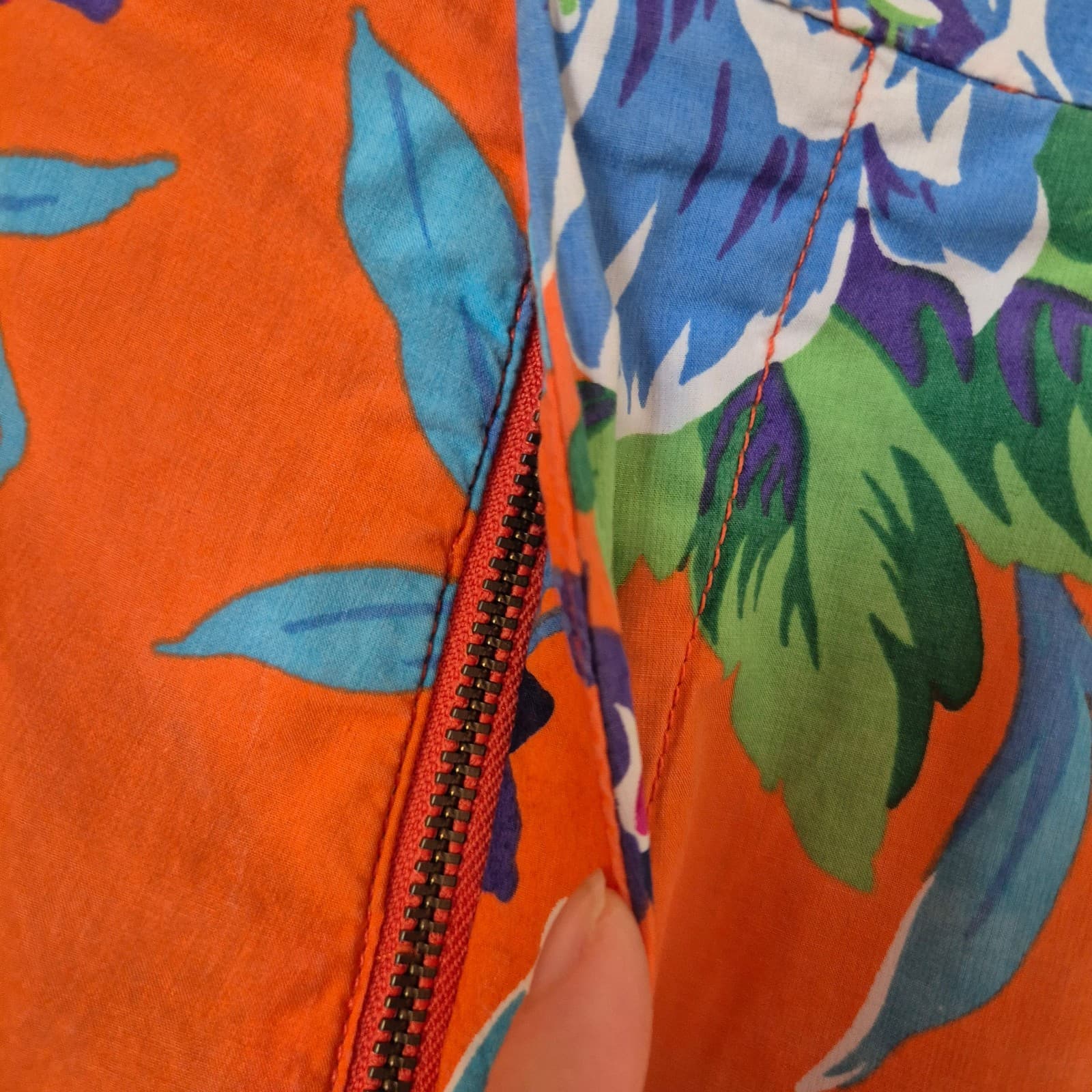 Vintage Polo by Ralph Lauren Floral Cotton 9.5" Shorts Zip Pocket Orange Mens 36 - Thumbnail 3