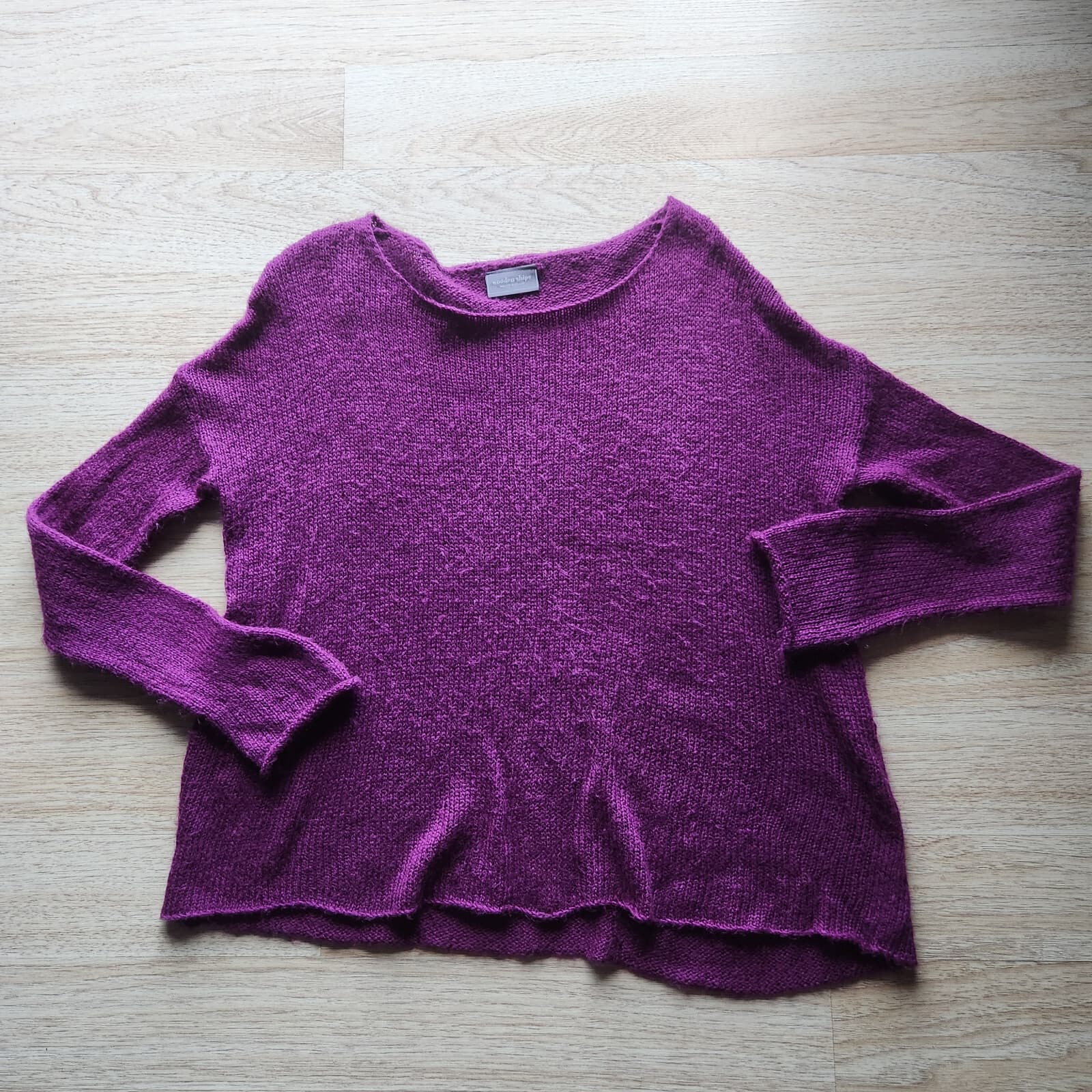 Wooden Ships Sweater Pullover Round Neck Acrylic Mohair Wool Blend Purple Sz.S/M - Thumbnail 5