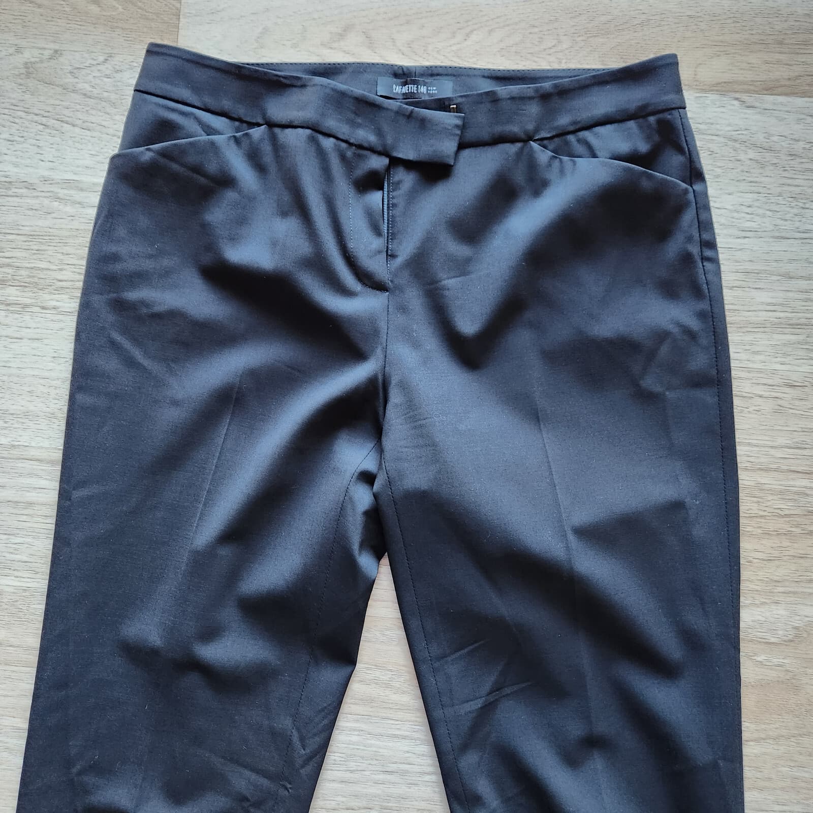 Lafayett 148 NY Stretch Wool Career Trousers Pants Slim Zip Pocket Blue Women 4 - Thumbnail 2