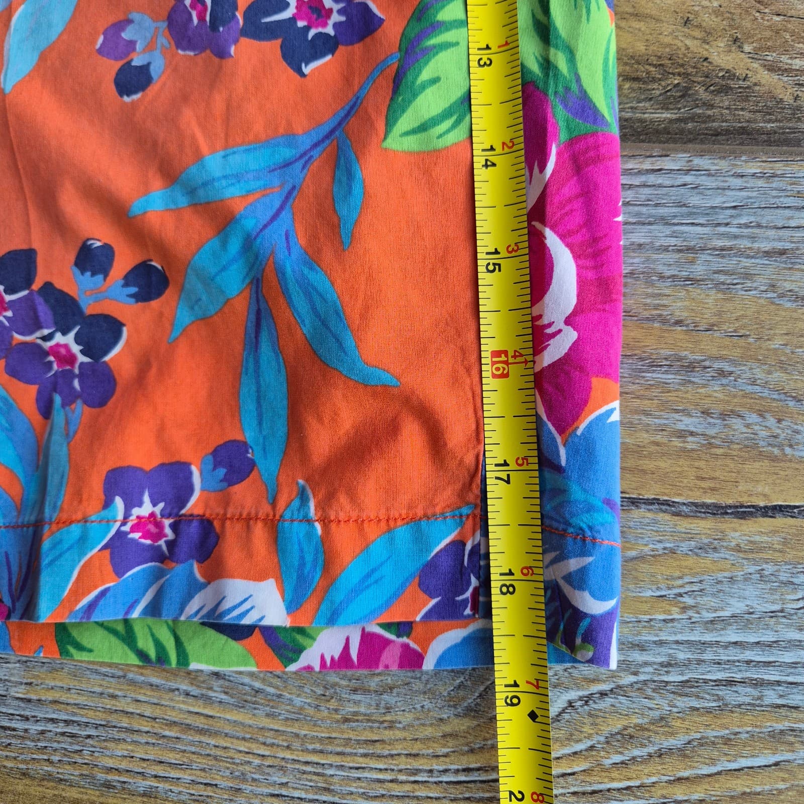Vintage Polo by Ralph Lauren Floral Cotton 9.5" Shorts Zip Pocket Orange Mens 36 - Thumbnail 11