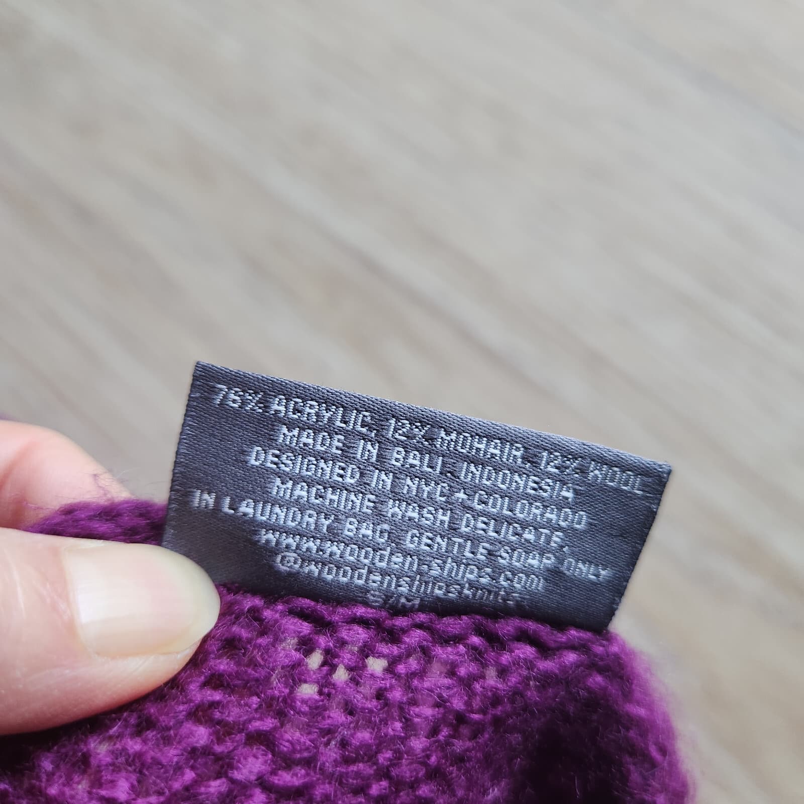 Wooden Ships Sweater Pullover Round Neck Acrylic Mohair Wool Blend Purple Sz.S/M - Thumbnail 7