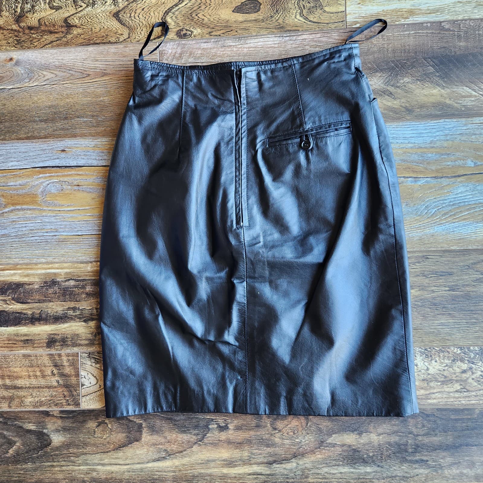 Wilsons Leather Mini Pencil Skirt Zip Lined Pocket Black Women's 8 - Thumbnail 3