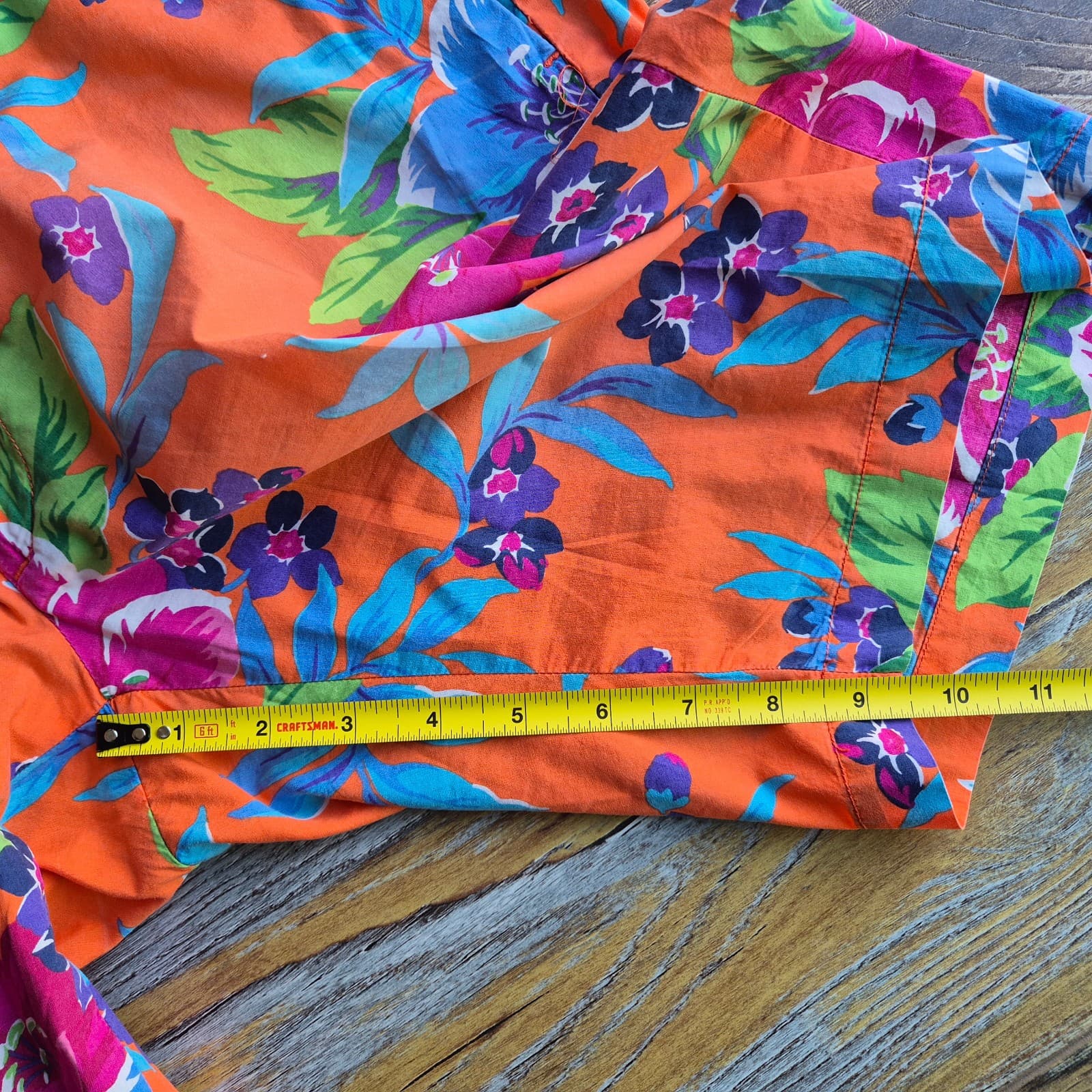Vintage Polo by Ralph Lauren Floral Cotton 9.5" Shorts Zip Pocket Orange Mens 36 - Thumbnail 12