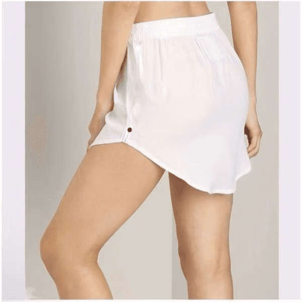 NWT One Teaspoon Vagabond Mini Skirt Elastic Waist Drawstring Viscose White Sz.L - Thumbnail 4