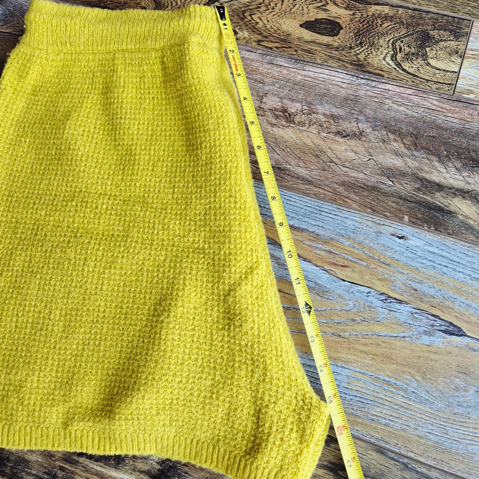 Anthropologie Saturday Sunday Brenna Cozy Lounge Waffle Knit Shorts Yellow Sz.XL - Thumbnail 10