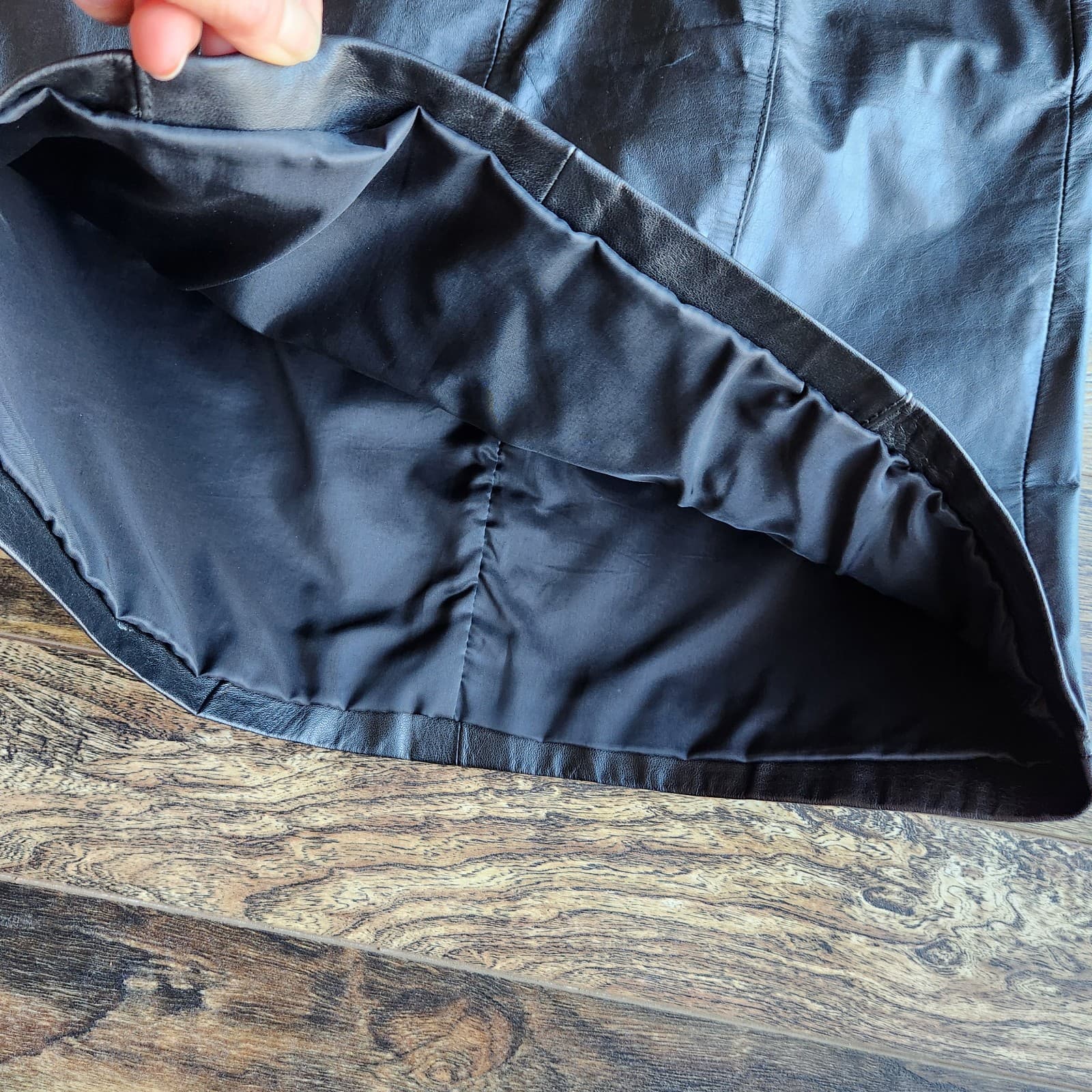 Wilsons Leather Mini Pencil Skirt Zip Lined Pocket Black Women's 8 - Thumbnail 4