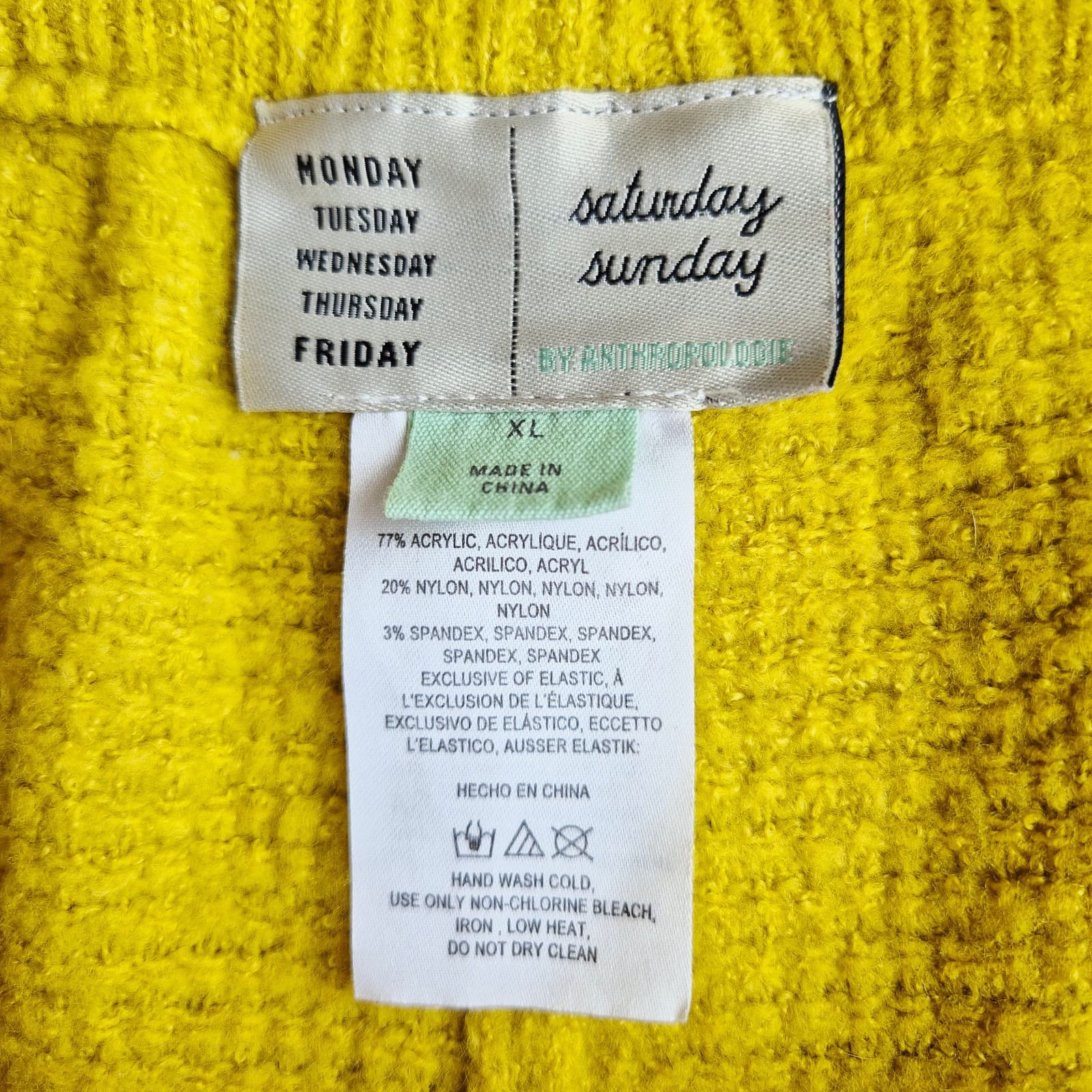 Anthropologie Saturday Sunday Brenna Cozy Lounge Waffle Knit Shorts Yellow Sz.XL - Thumbnail 5