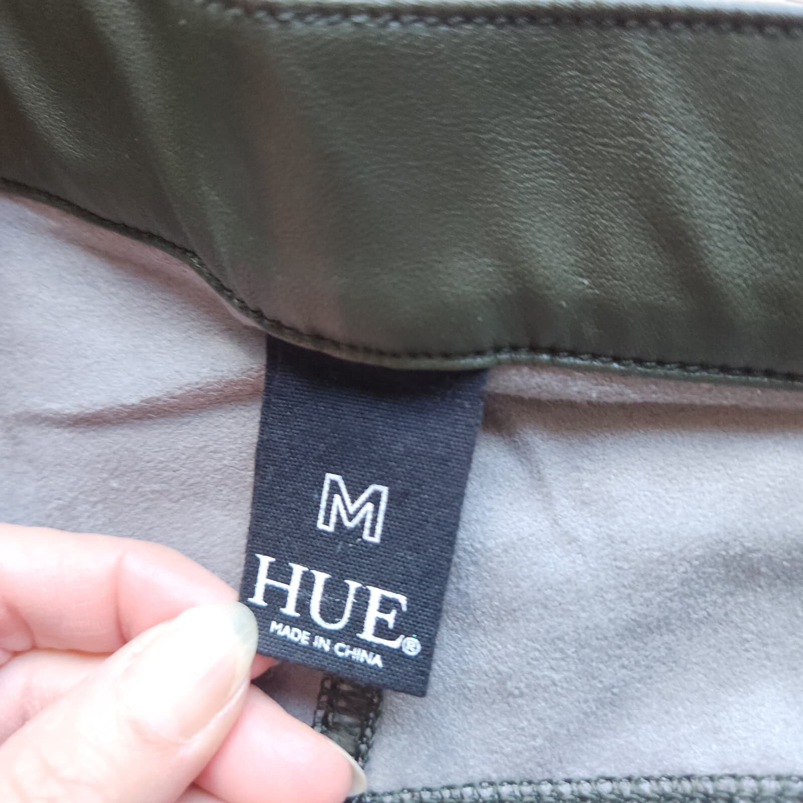 HUE Faux Leather Zipper-Accent Legging Skinny Pull-On Stretch Green Women's M - Thumbnail 4