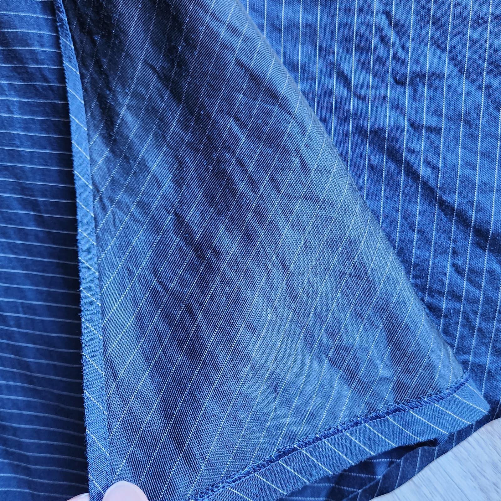 Lafayette 148 NY Linen Blend Women Sz.4 Wrap Skirt Pin Strip Blue White - Thumbnail 5