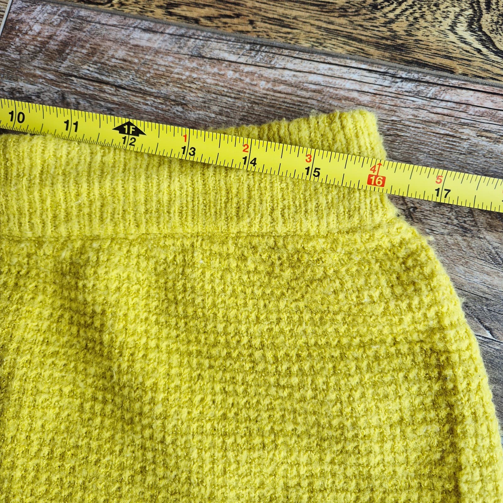 Anthropologie Saturday Sunday Brenna Cozy Lounge Waffle Knit Shorts Yellow Sz.XL - Thumbnail 6