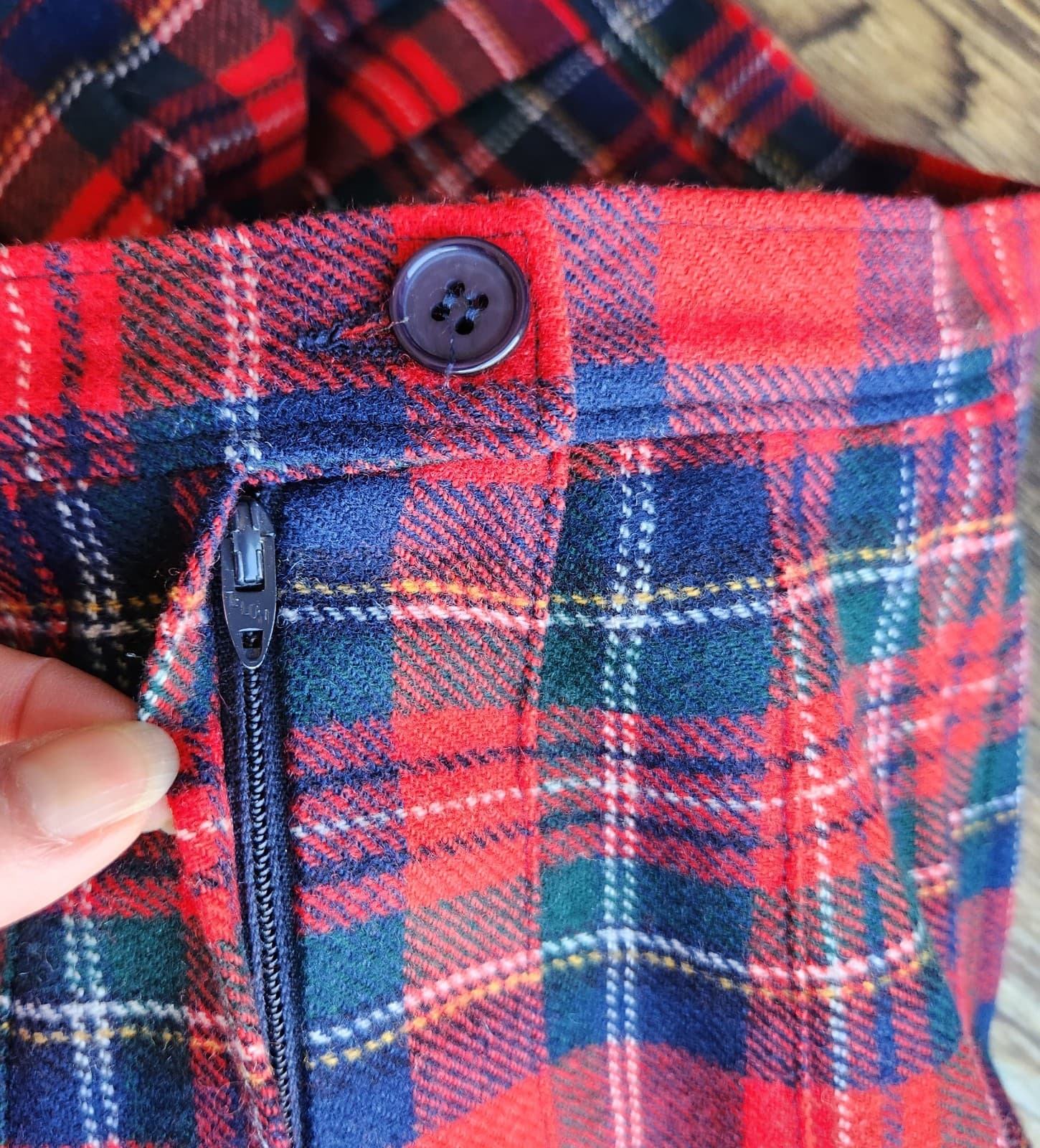 Vintage Pendleton USA Wool Flannel Tartan Plaid Pleat Midi Skirt Zip Women's 14 - Thumbnail 6