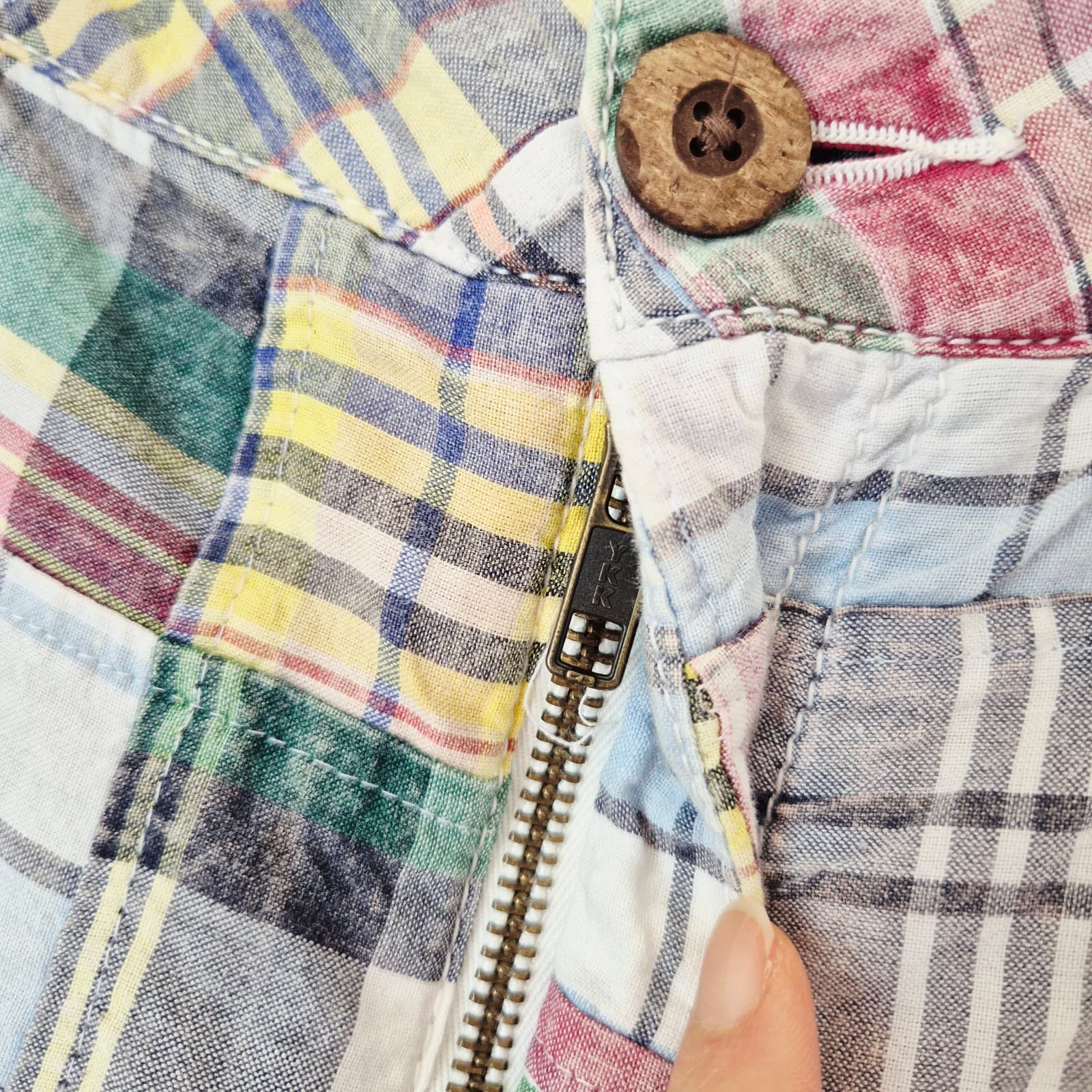 NWT The New Ivy Brand Patchwork Madras Plaid 10" Walking Shorts Cotton Men's 40 - Thumbnail 3