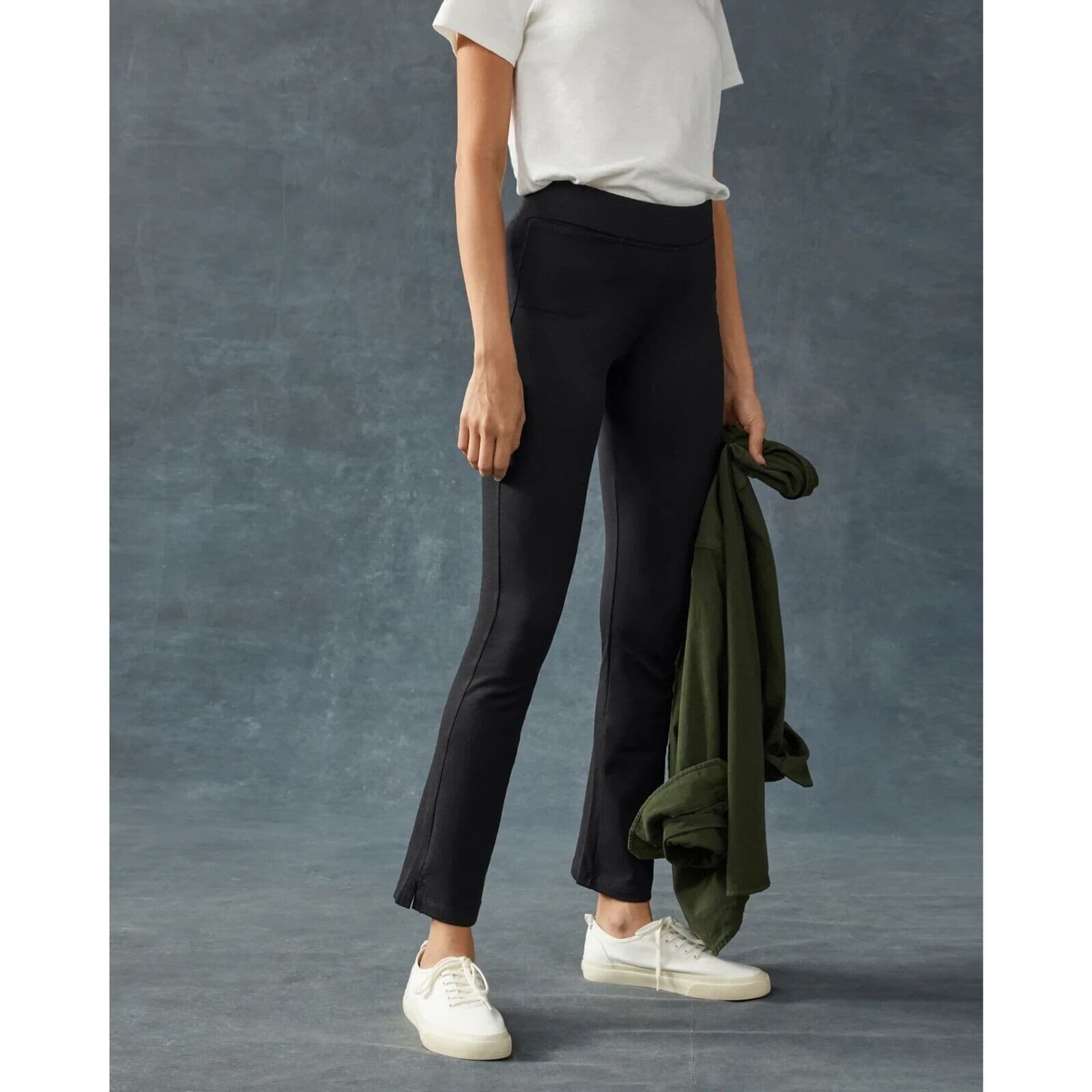 American Giant No-BS Kick Flare Pants Pullon Pocket Pomodal Blend Black Womens 6 - Thumbnail 3