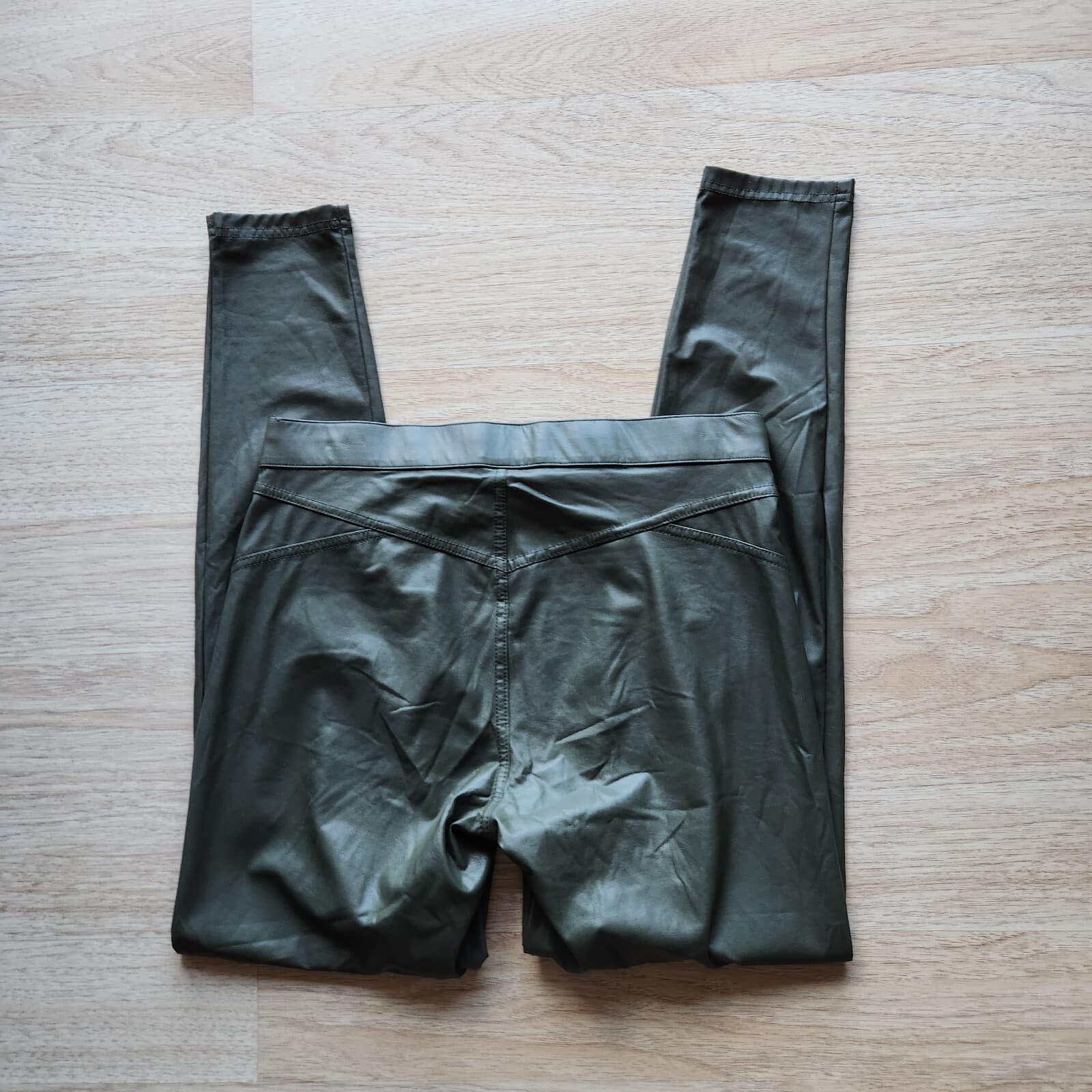 HUE Faux Leather Zipper-Accent Legging Skinny Pull-On Stretch Green Women's M - Thumbnail 6