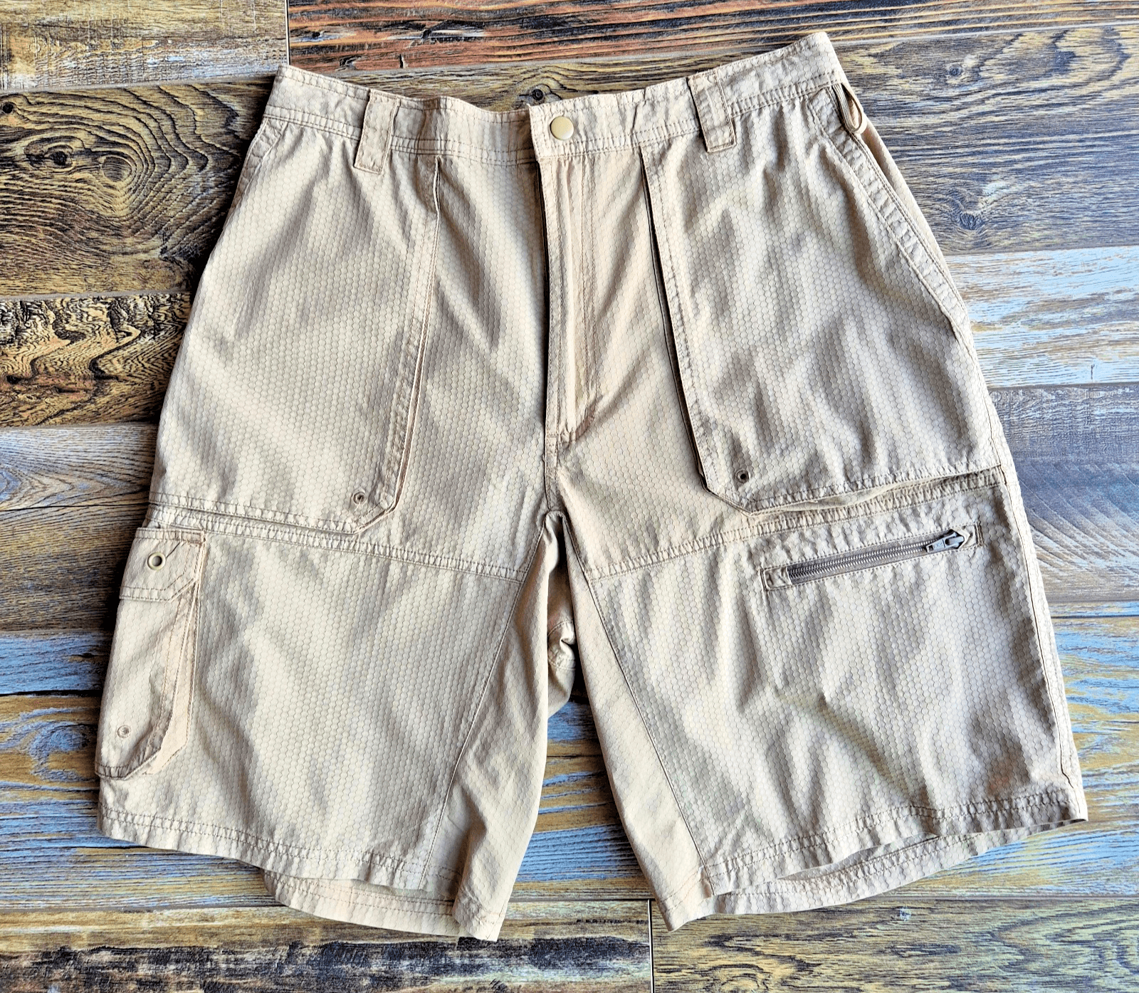 NWoT The Territory Ahead Texture Khaki Utility Cargo Shorts Elastic Women's L/10 - Thumbnail 4