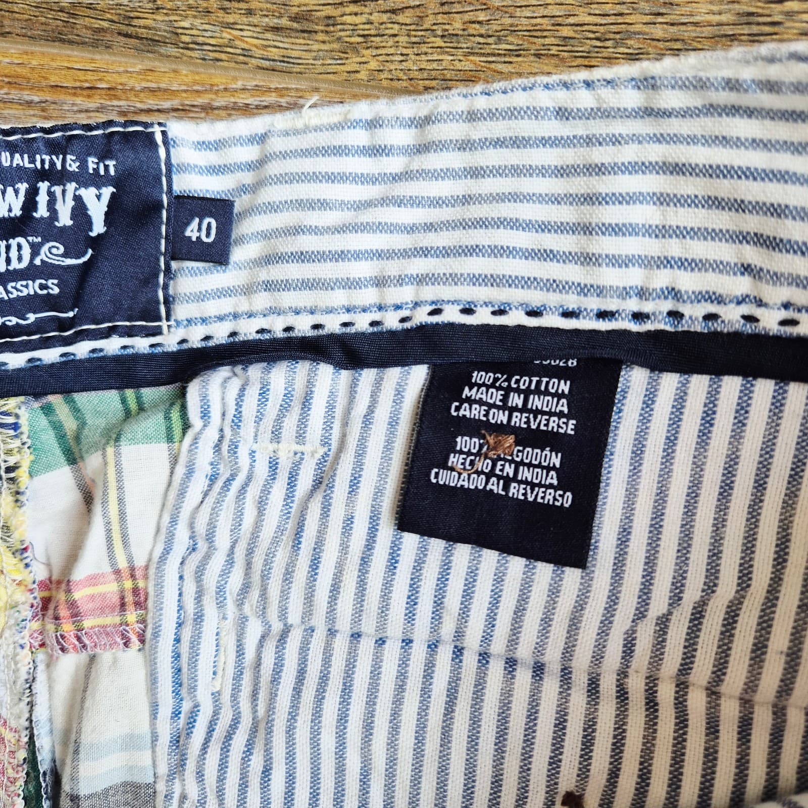 NWT The New Ivy Brand Patchwork Madras Plaid 10" Walking Shorts Cotton Men's 40 - Thumbnail 6