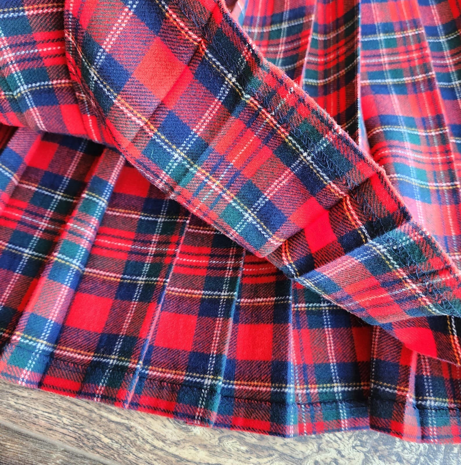 Vintage Pendleton USA Wool Flannel Tartan Plaid Pleat Midi Skirt Zip Women's 14 - Thumbnail 5
