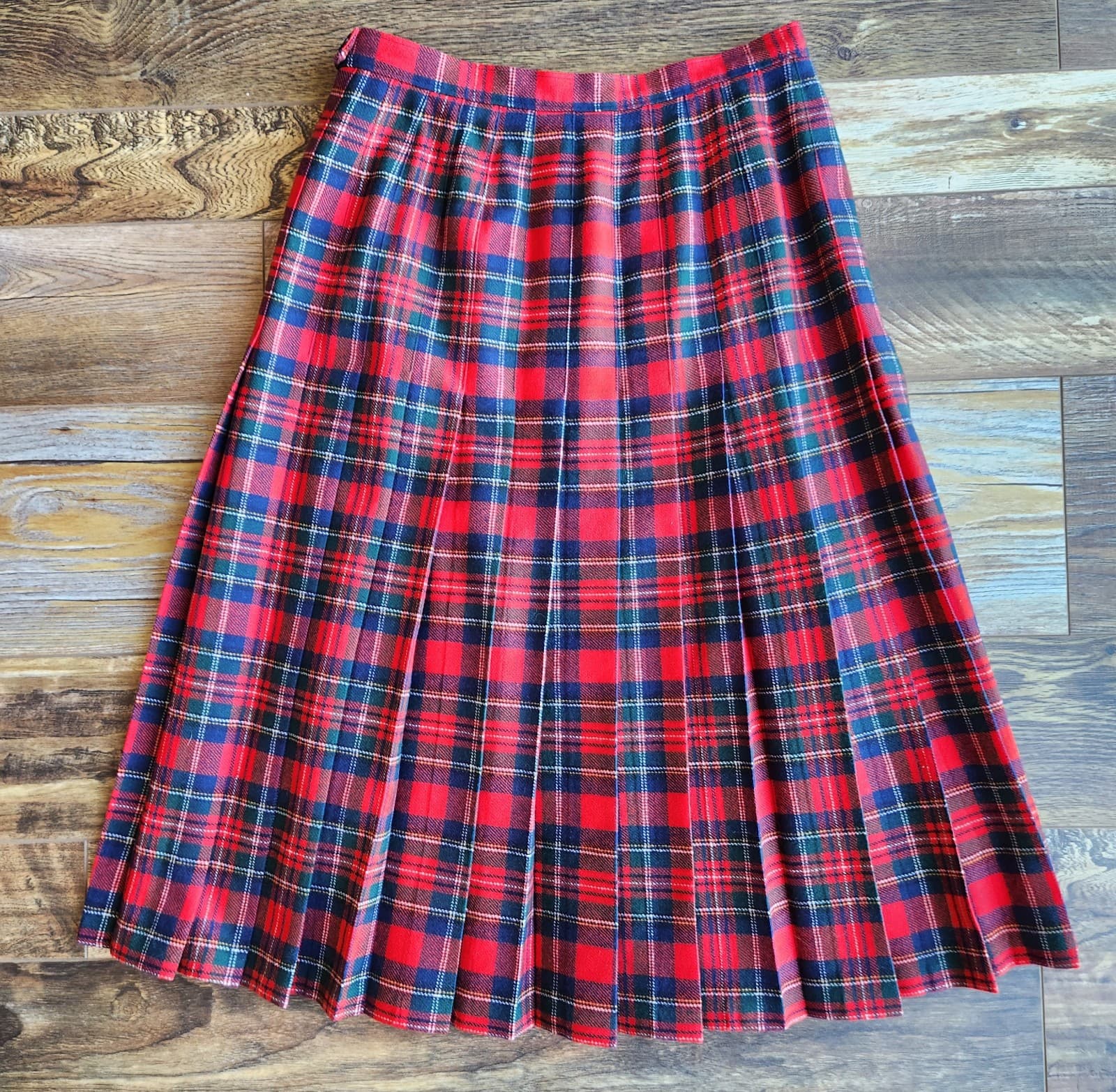 Vintage Pendleton USA Wool Flannel Tartan Plaid Pleat Midi Skirt Zip Women's 14 - Thumbnail 3
