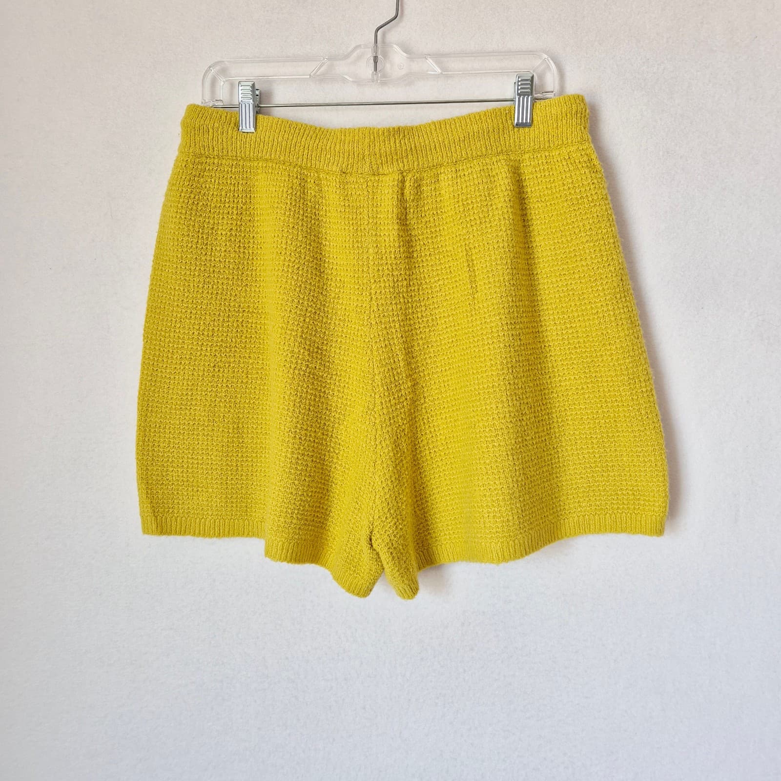 Anthropologie Saturday Sunday Brenna Cozy Lounge Waffle Knit Shorts Yellow Sz.XL - Thumbnail 4