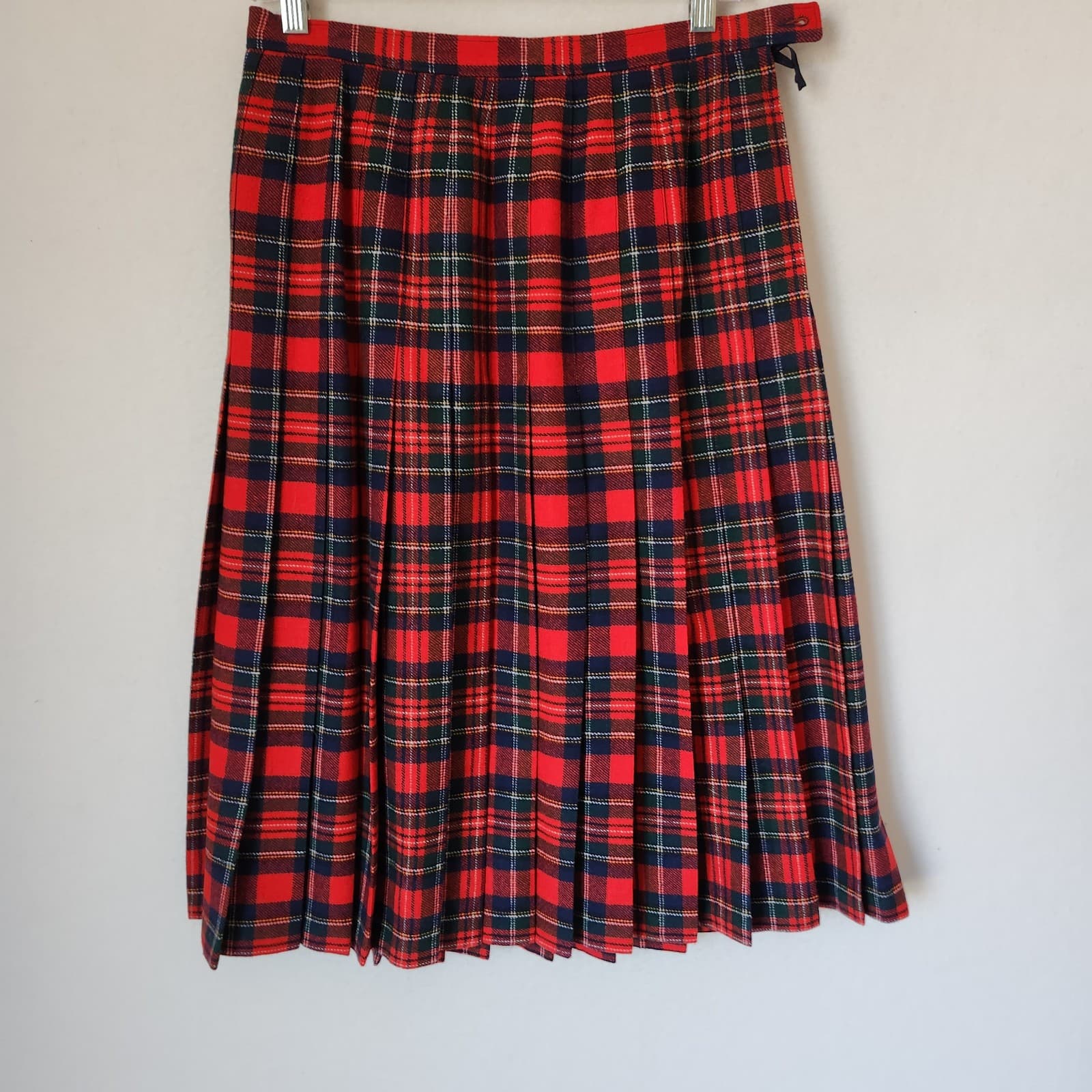 Vintage Pendleton USA Wool Flannel Tartan Plaid Pleat Midi Skirt Zip Women's 14 - Thumbnail 2