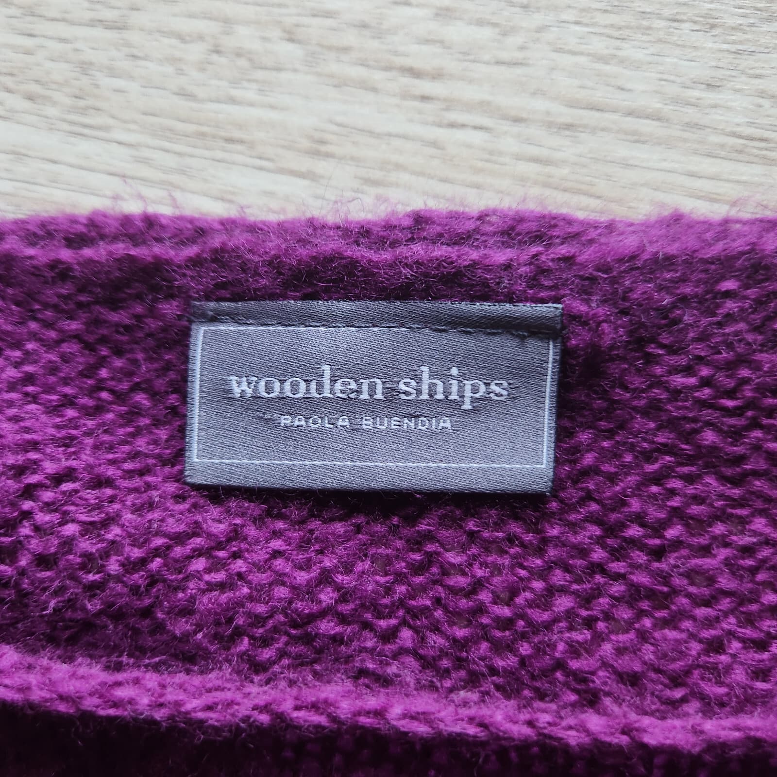 Wooden Ships Sweater Pullover Round Neck Acrylic Mohair Wool Blend Purple Sz.S/M - Thumbnail 6