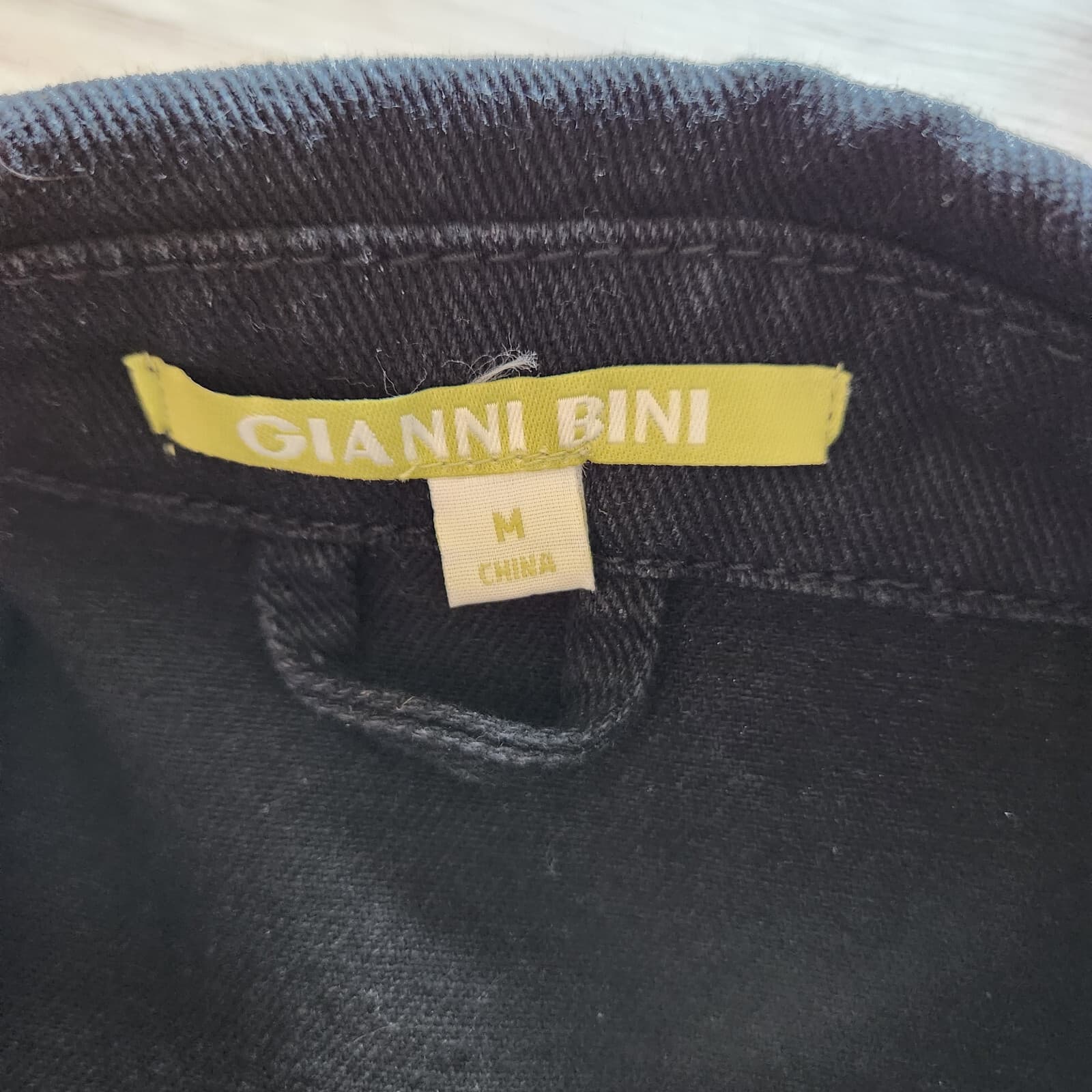 GIANNI BINI Floral Embroidered Jean Jacket Button Pocket Stretch Black Women's M - Thumbnail 8
