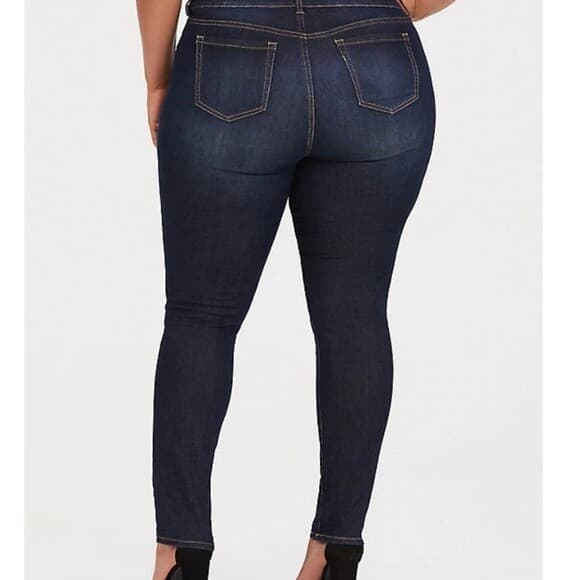 TORRID DENIM Skinny Cotton Blend Dark Wash Blue Jeans Stretch Zip Pocket Sz.20R - Thumbnail 4