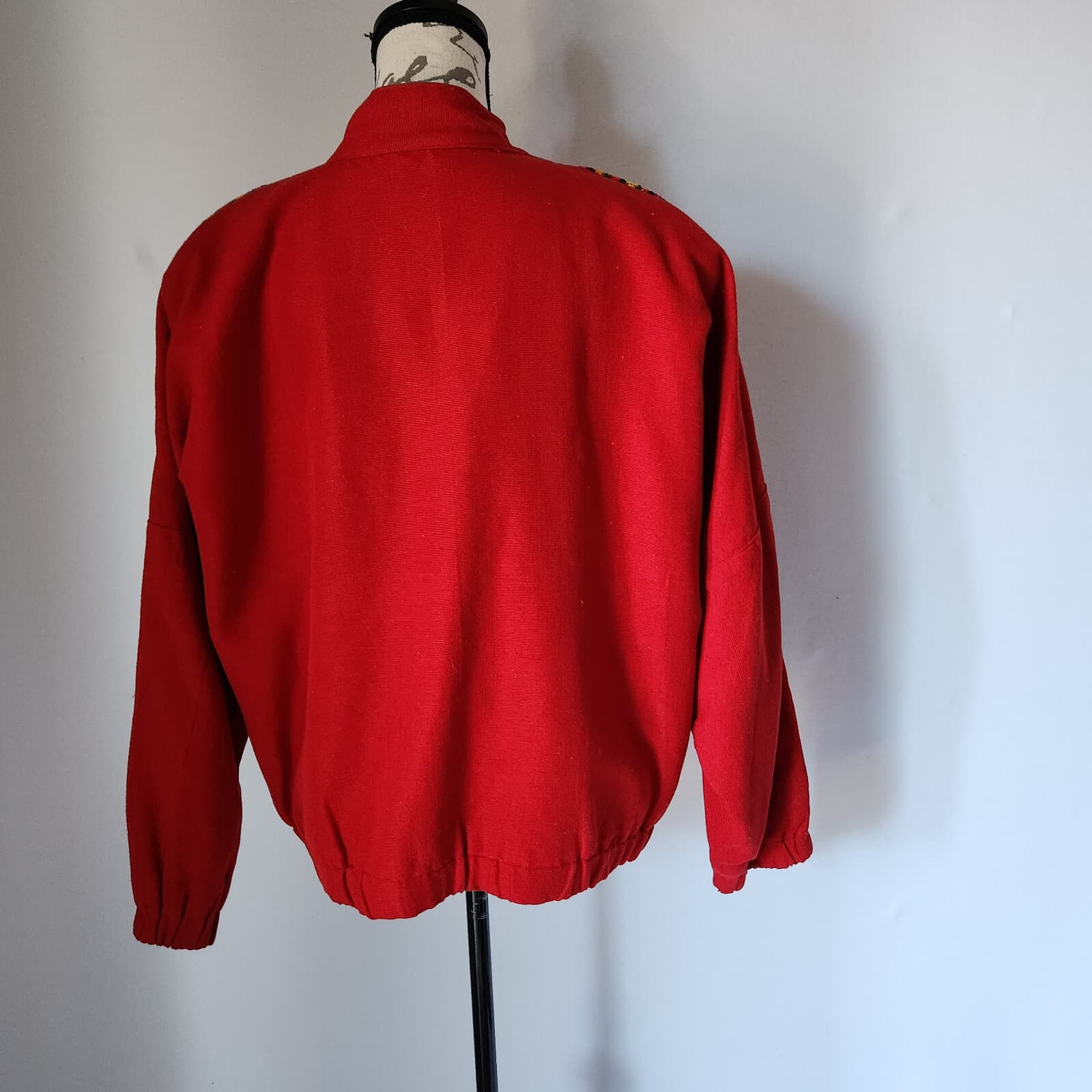 Lynette Baker Mayan Collection Handcrafted Embroidered Bomber Jacket Red Women M - Thumbnail 6