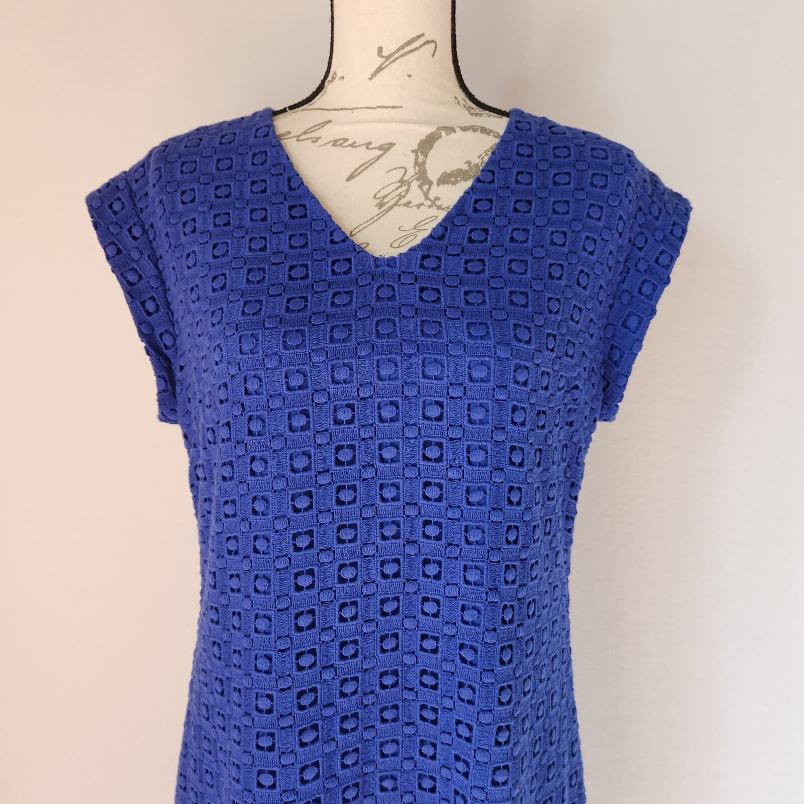 KATE SPADE NEW YORK Guipure Lace A-Line Mini Dress Cap-Sleeve Blue Women's 10 - Thumbnail 3