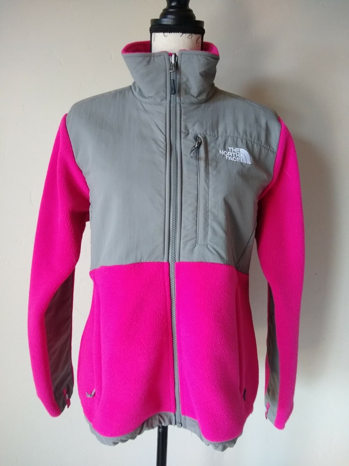 The North Face Women Polartec Fleece Lined Jacket Zip-Up Pockets Pink/Gray Sz.M - Thumbnail 2