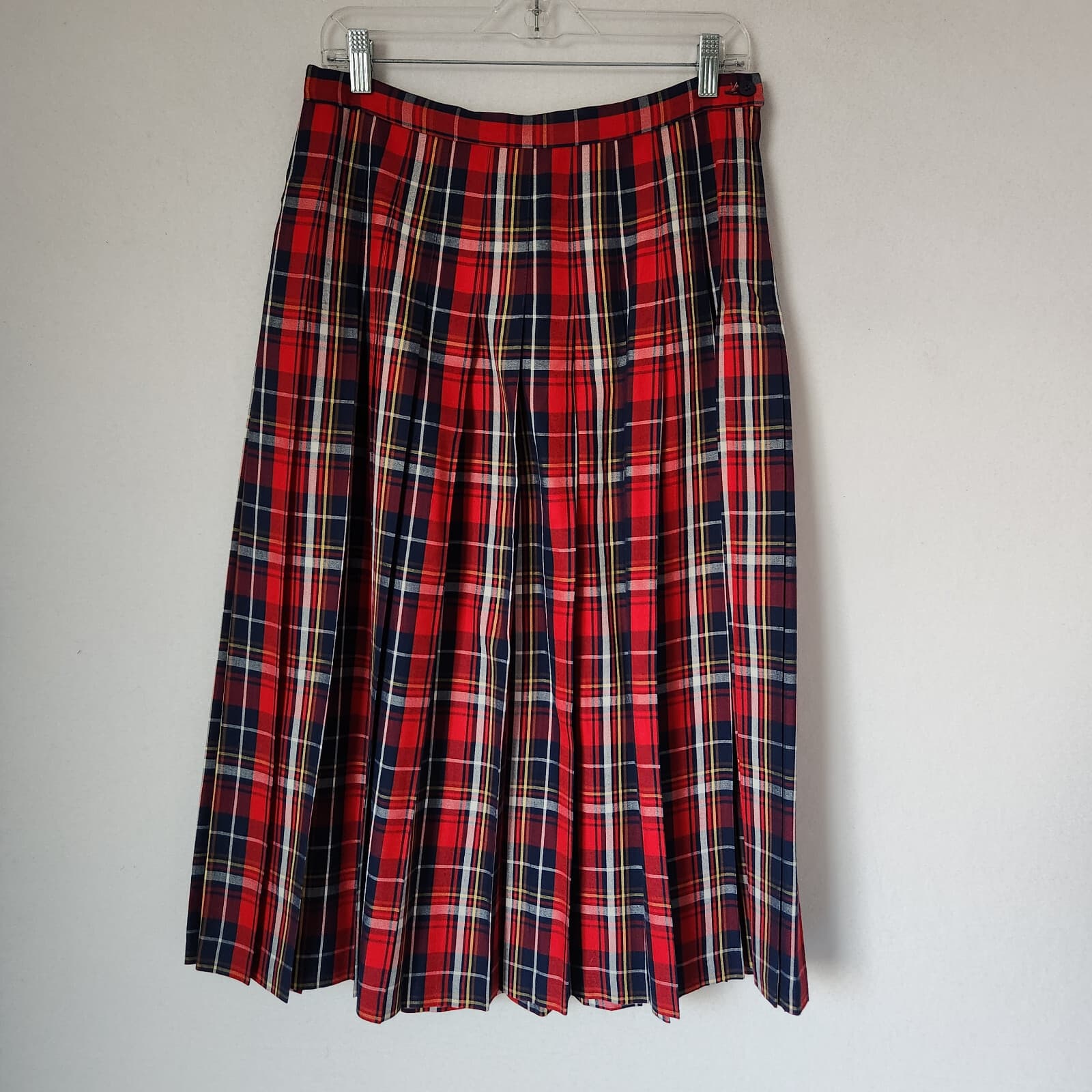 Vintage Pendleton Sophisticates USA Made Plaid Pleat Midi A-Line Skirt Rayon 12 - Thumbnail 2