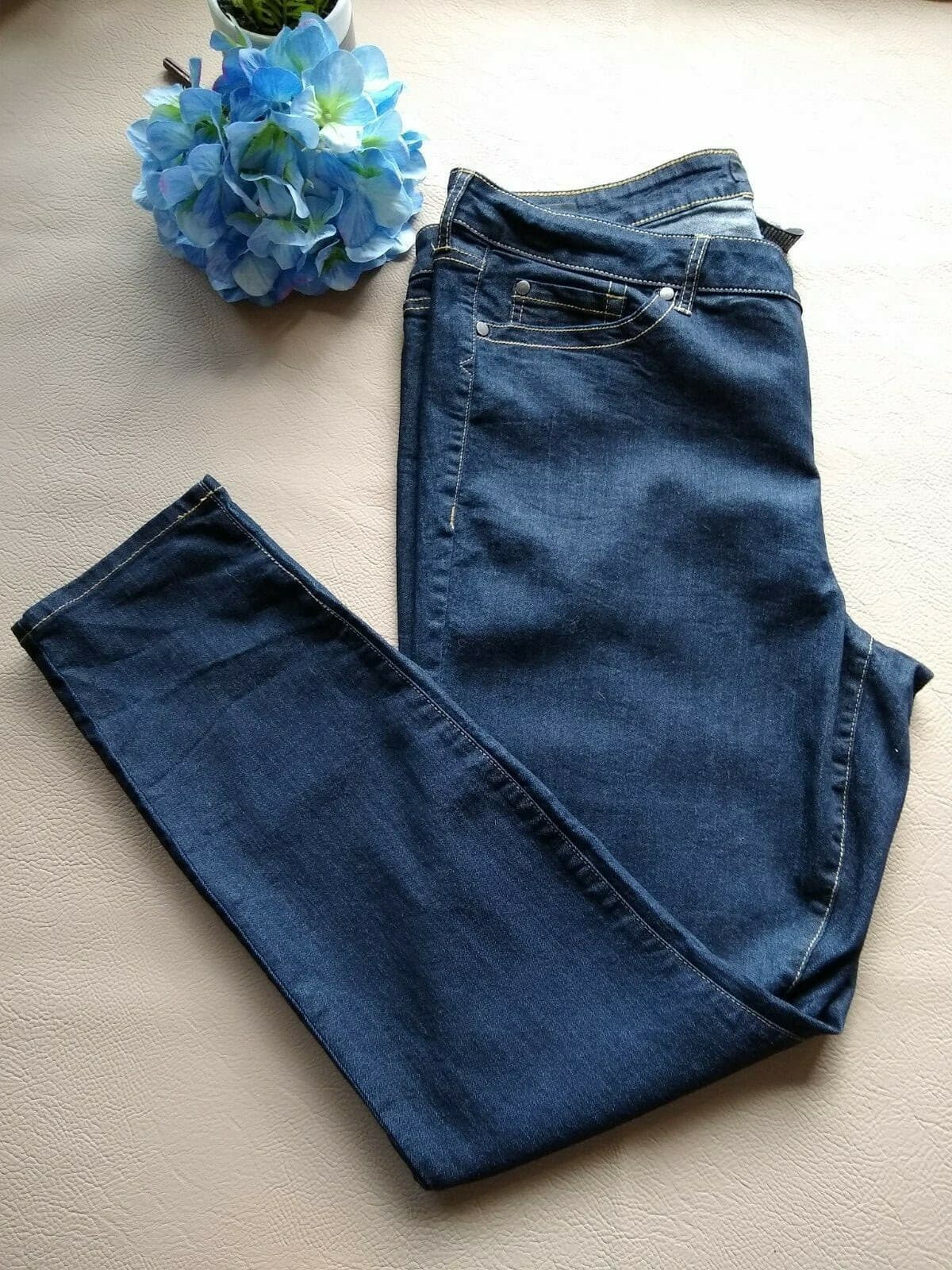 TORRID DENIM Skinny Cotton Blend Dark Wash Blue Jeans Stretch Zip Pocket Sz.20R - Thumbnail 2
