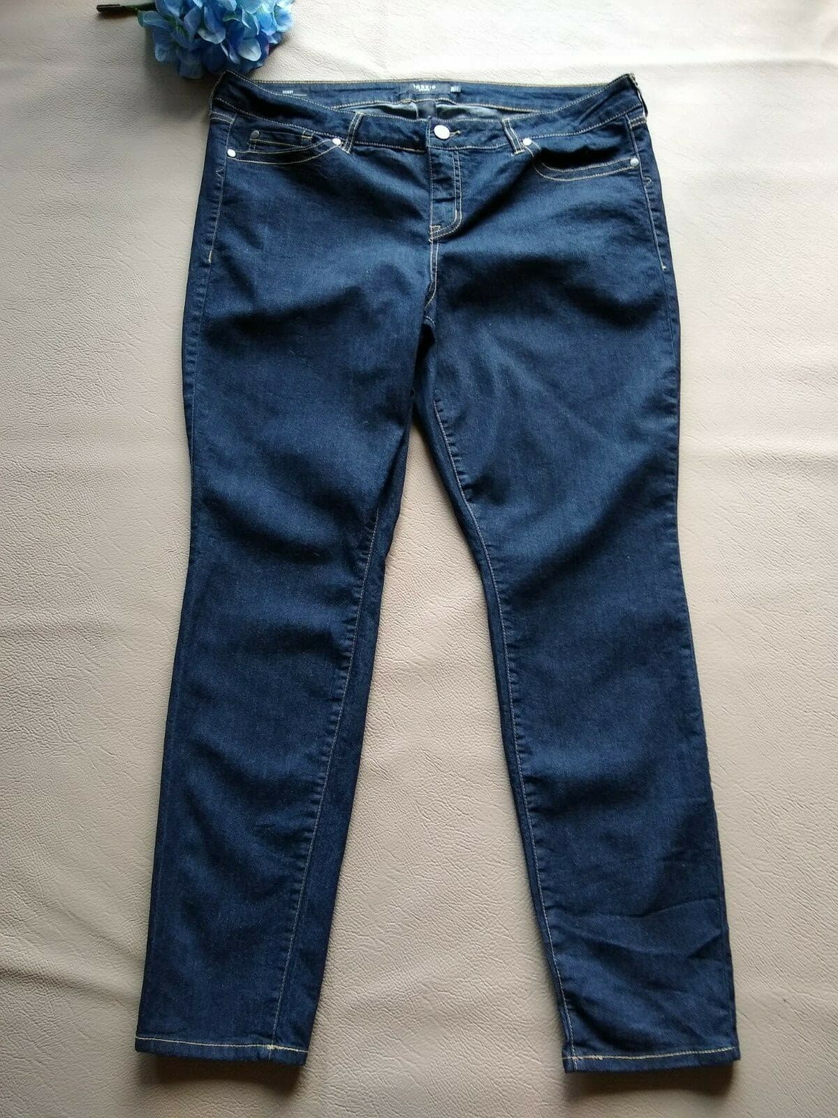 TORRID DENIM Skinny Cotton Blend Dark Wash Blue Jeans Stretch Zip Pocket Sz.20R - Thumbnail 3
